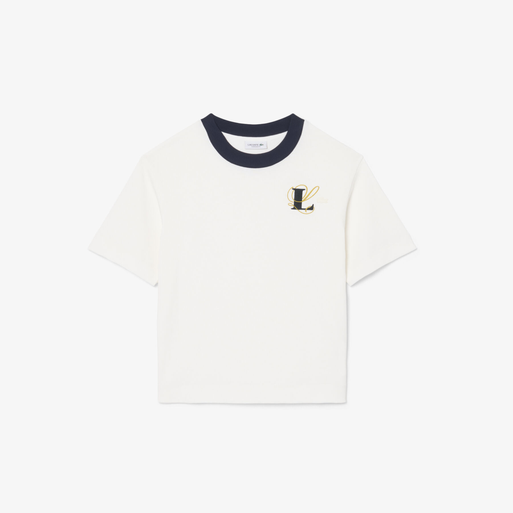 lacoste oversized embroidery detail jersey t shirt