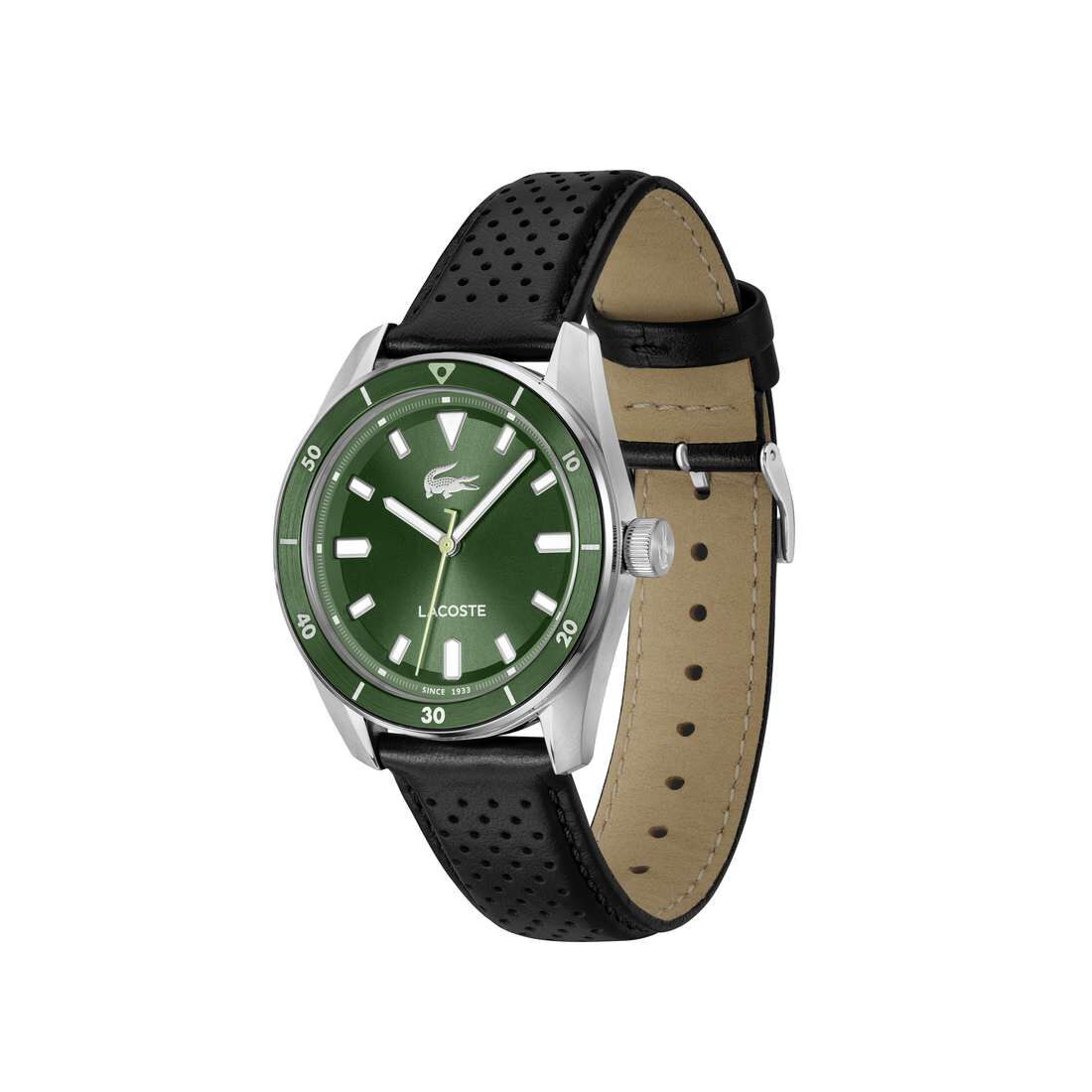 ساعة كوارتز جلدية للرجال بثلاثة عقارب Men Leather 3 Hand Quartz Watch - 2011423-BLK