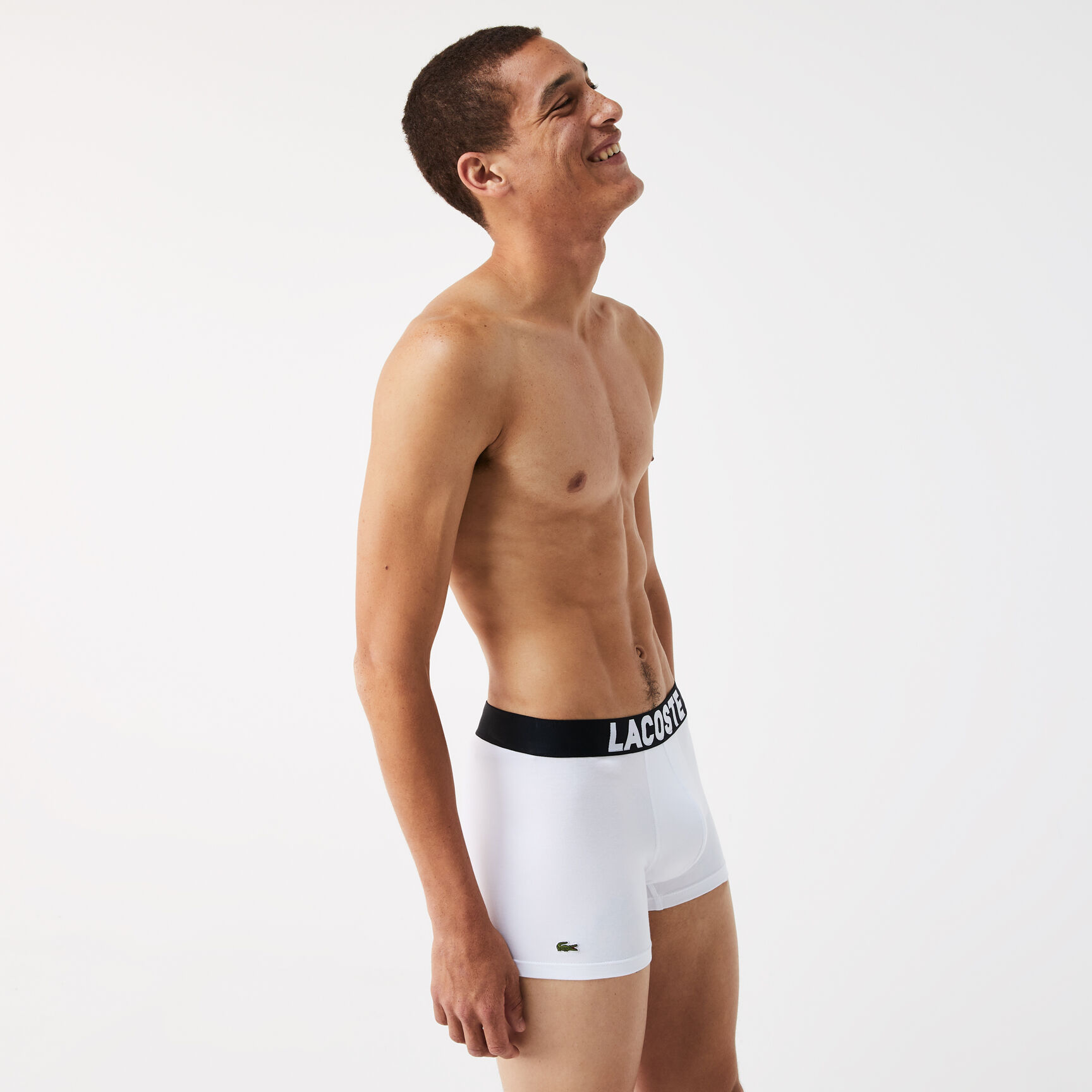 طقم بوكسر لاكوست جيرسيه بشعار الماركة للرجال، 3 قطع طقم بوكسر لاكوست جيرسيه بشعار الماركة للرجال، 3 قطع