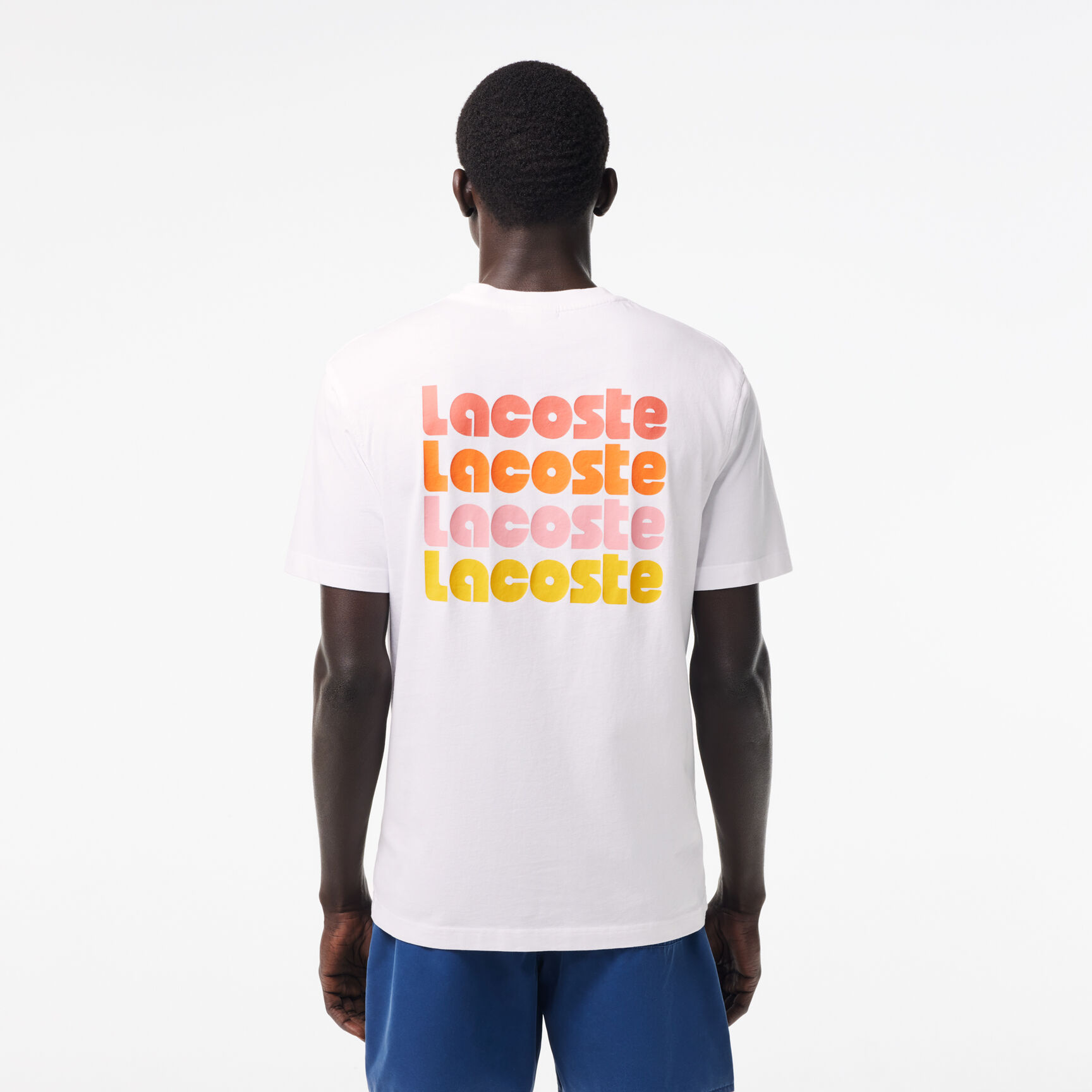 Washed Effect Ombré Lacoste Print T-shirt Washed Effect Ombré Lacoste Print T-shirt - TH7544-00-001