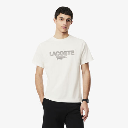 lacoste printed cotton jersey t shirt