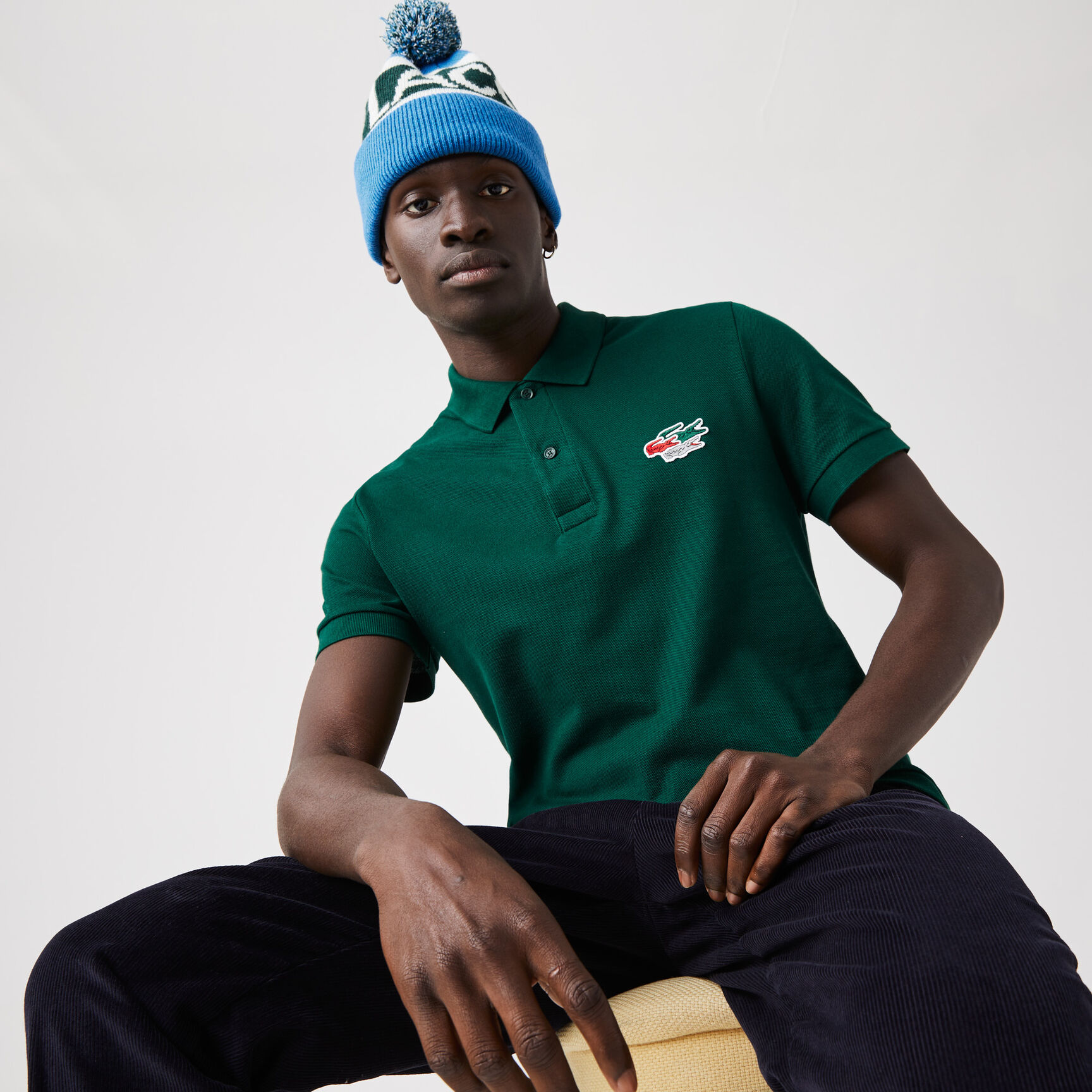 قميص بولو Lacoste من القطن العضوي للرجال بقصة عادية