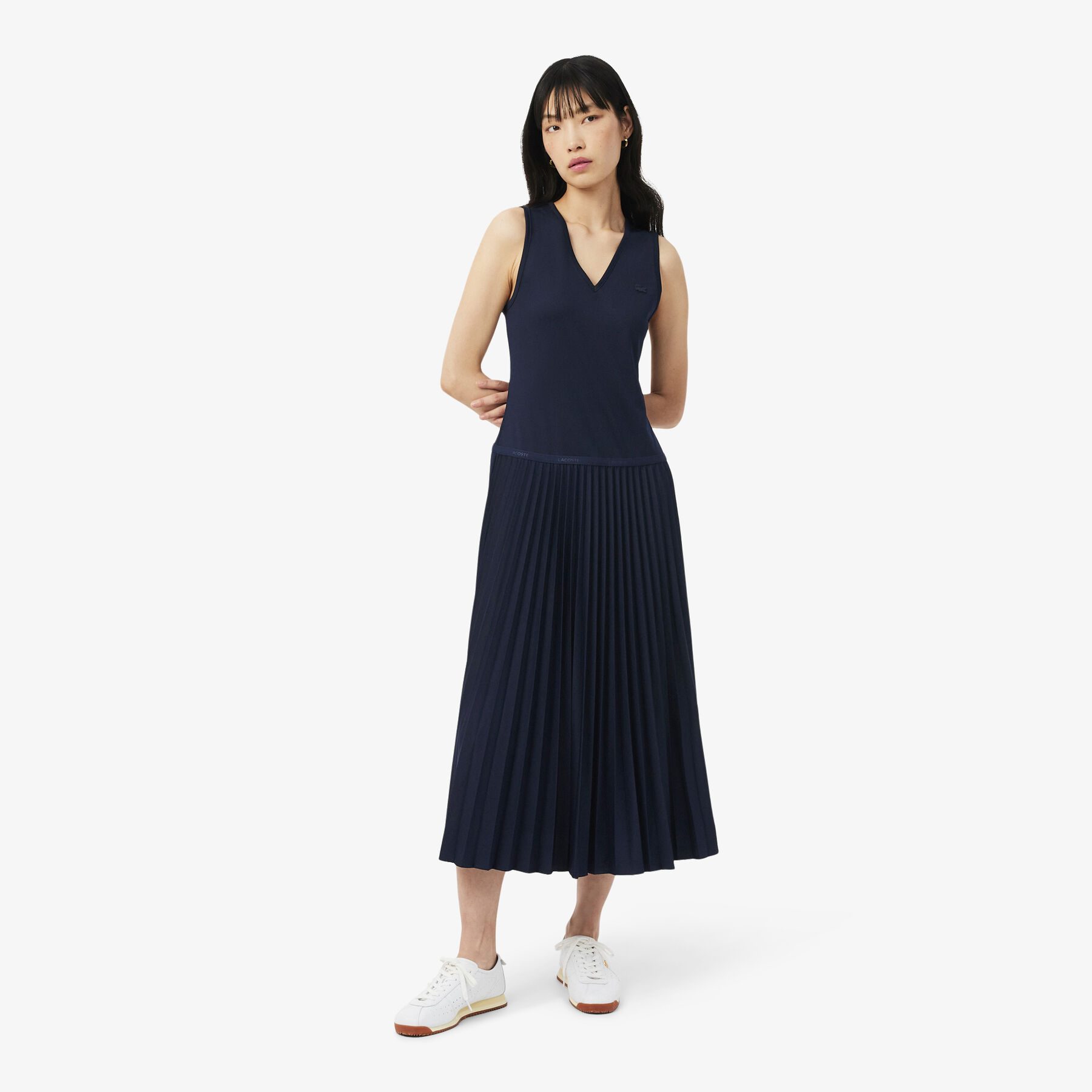 فستان طويل بدون أكمام بكسرات Long Sleeveless Pleated Dress - EF2432-00-166