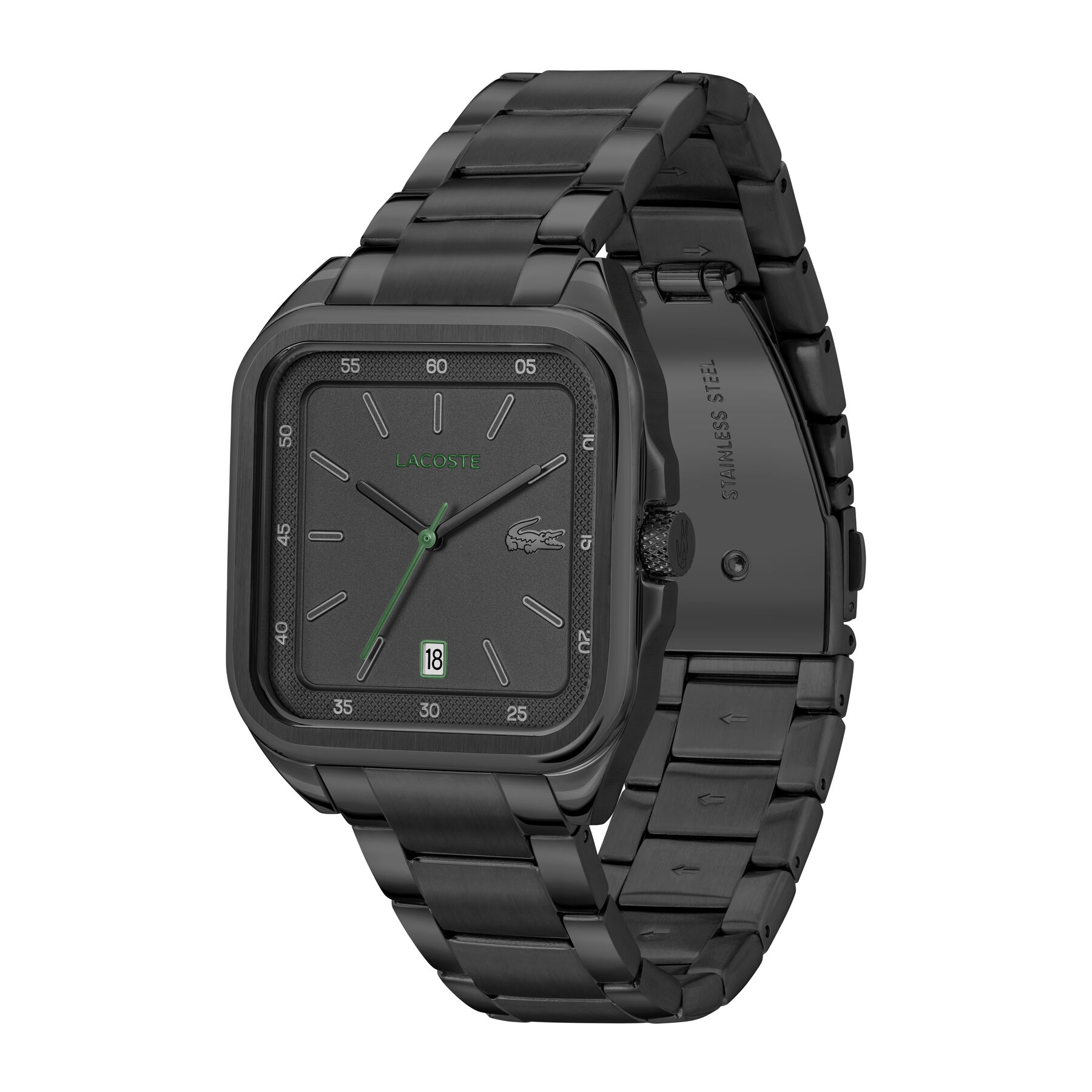 ساعة L.12.12 UP بسوار معدني L.12.12 UP Metal Strap Watch - 2011461-BLK