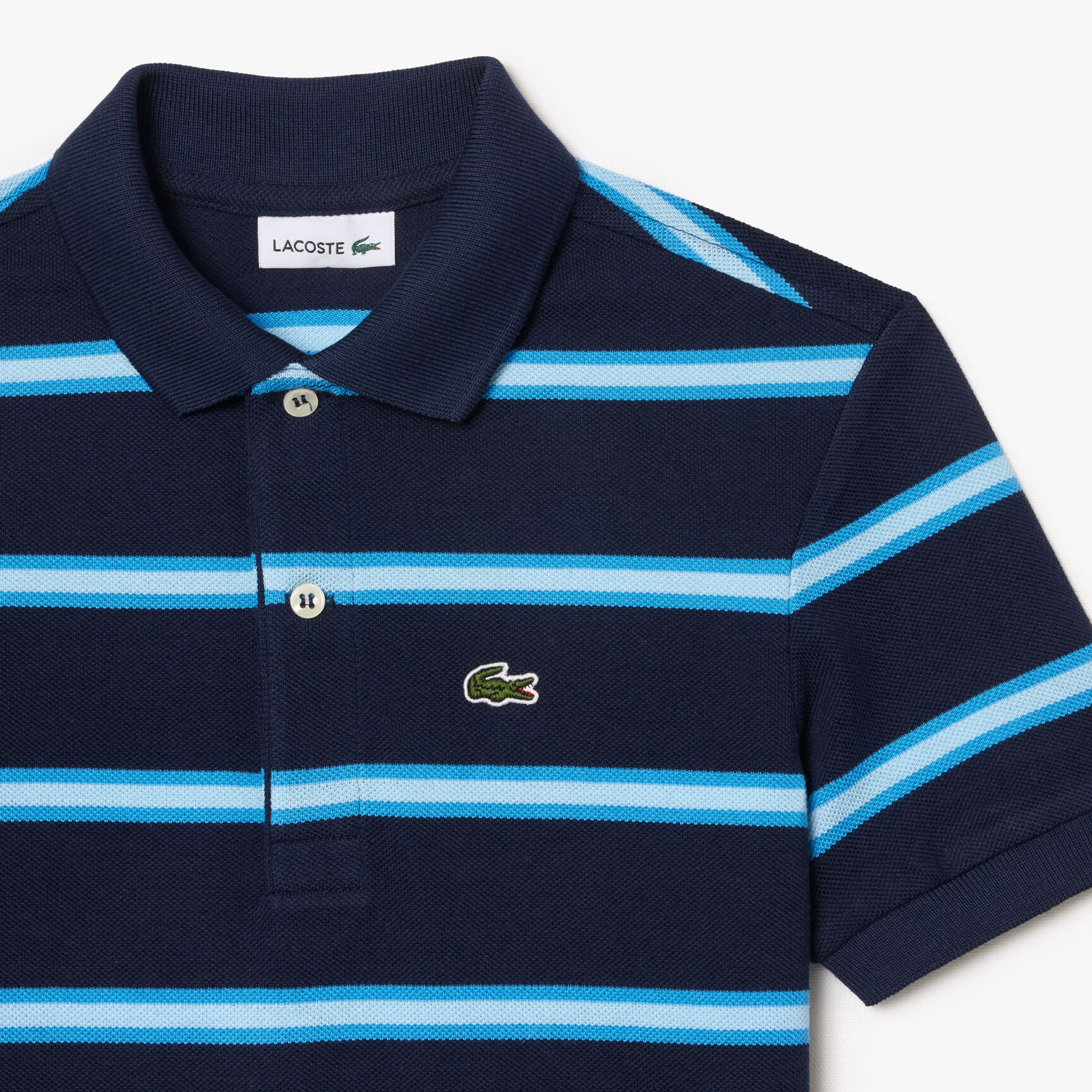 Boys' Lacoste Striped Pique Polo Shirt - PJ7124-00-IAF