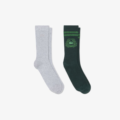 lacoste 2 pack jacquard socks