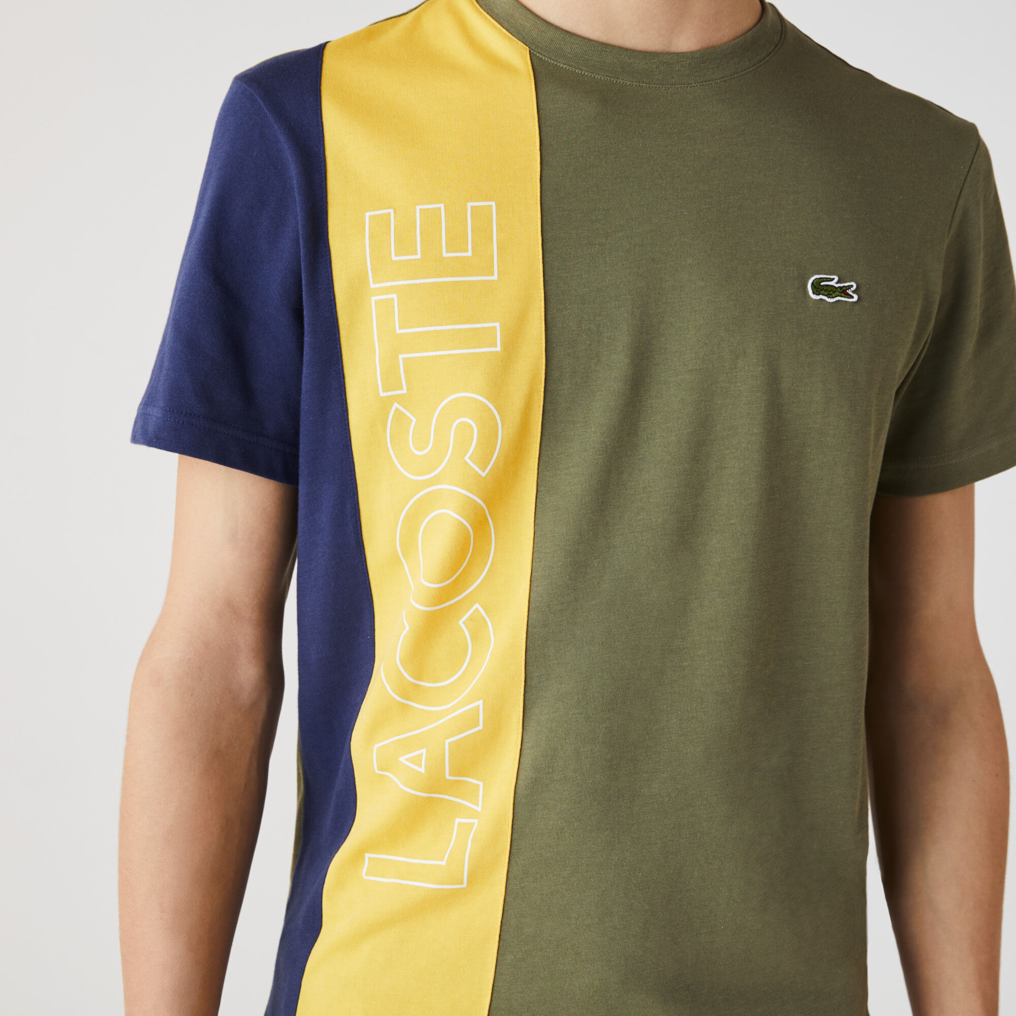 Men’s Crew Neck Lacoste Lettering Colourblock T-shirt