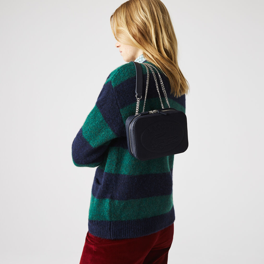 حقيبة كتف بسحاب من الجلد المحبب مجموعة Croco Crew للنساء