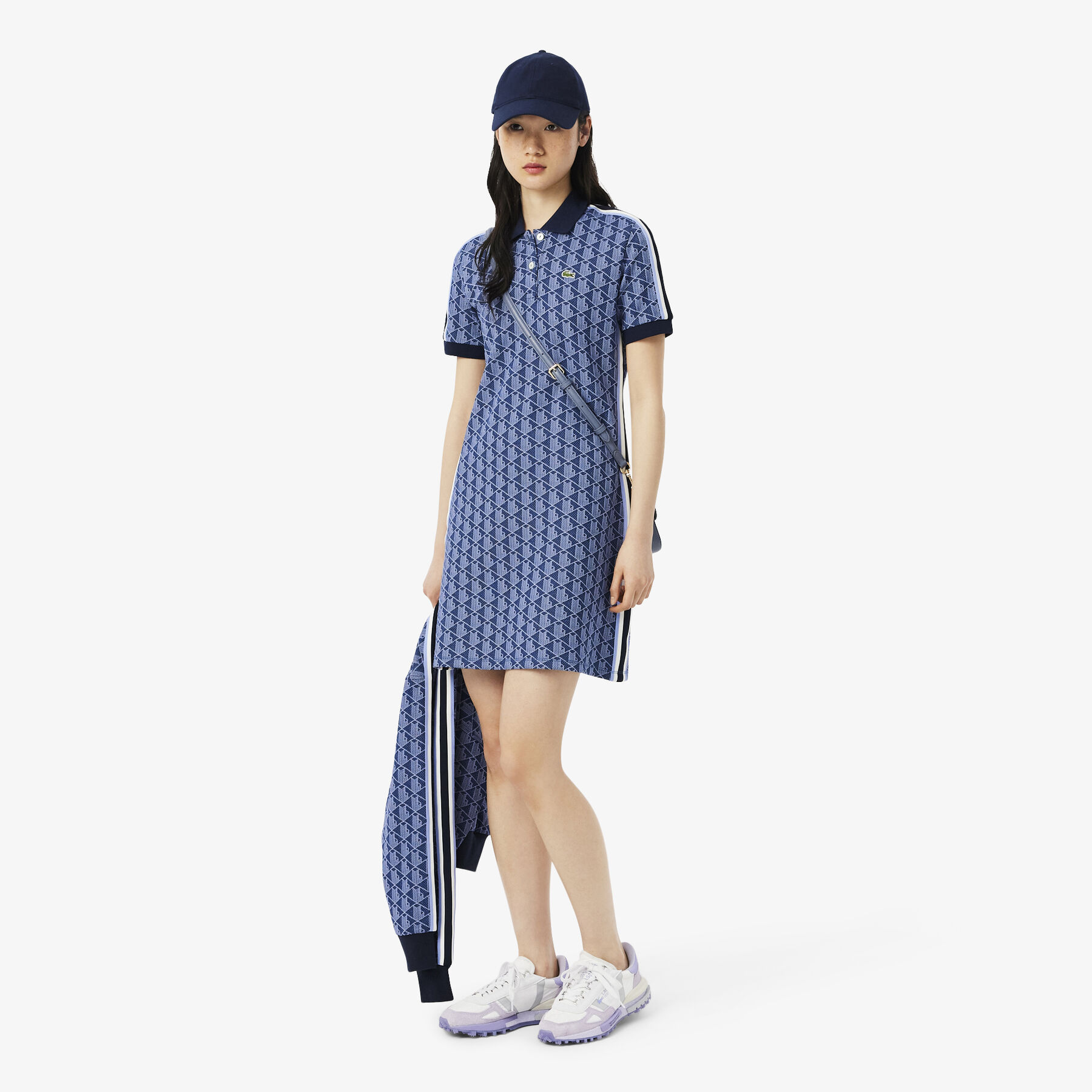 lacoste slim fit monogram jacquard polo dress
