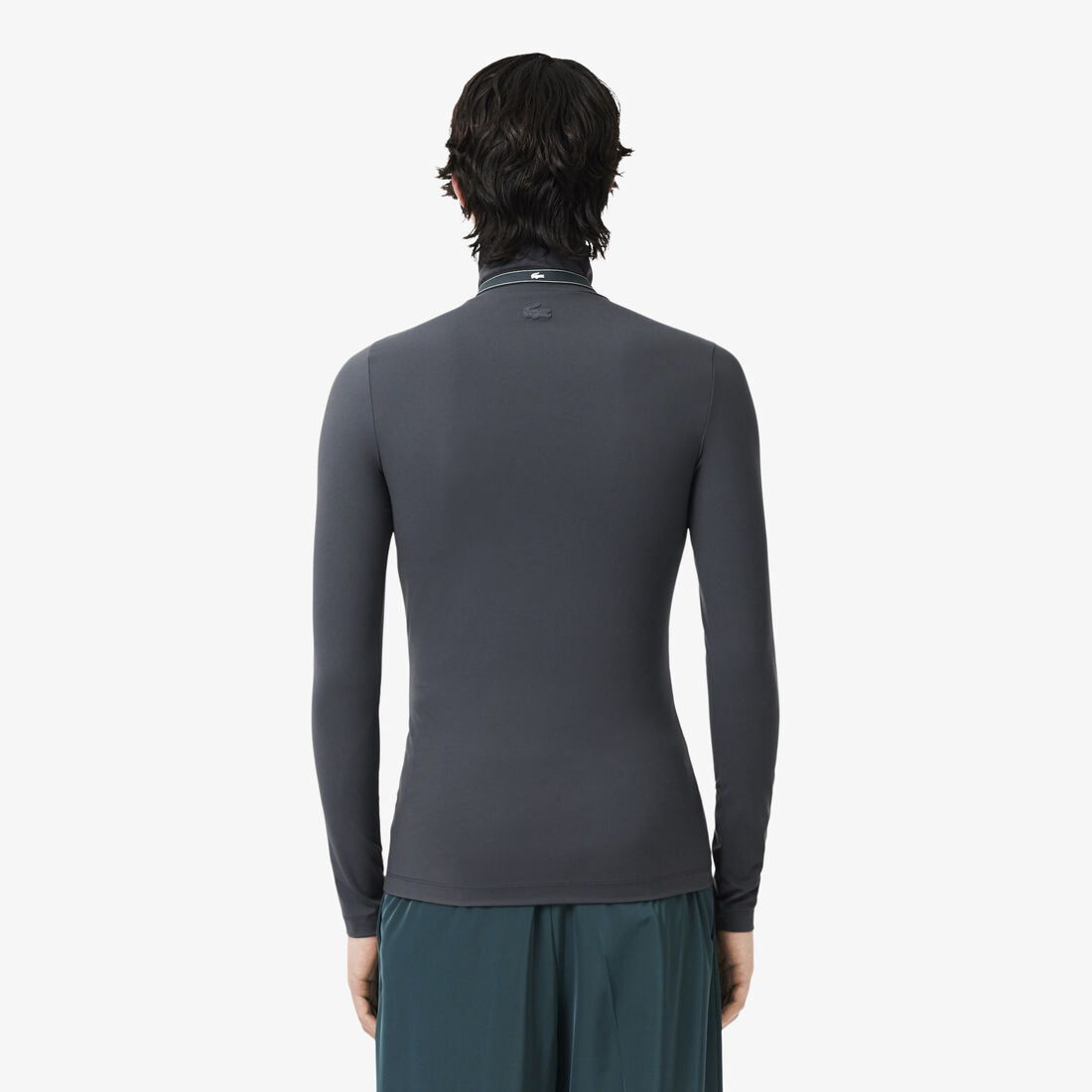 lacoste runway high neck printed stretch t shirt