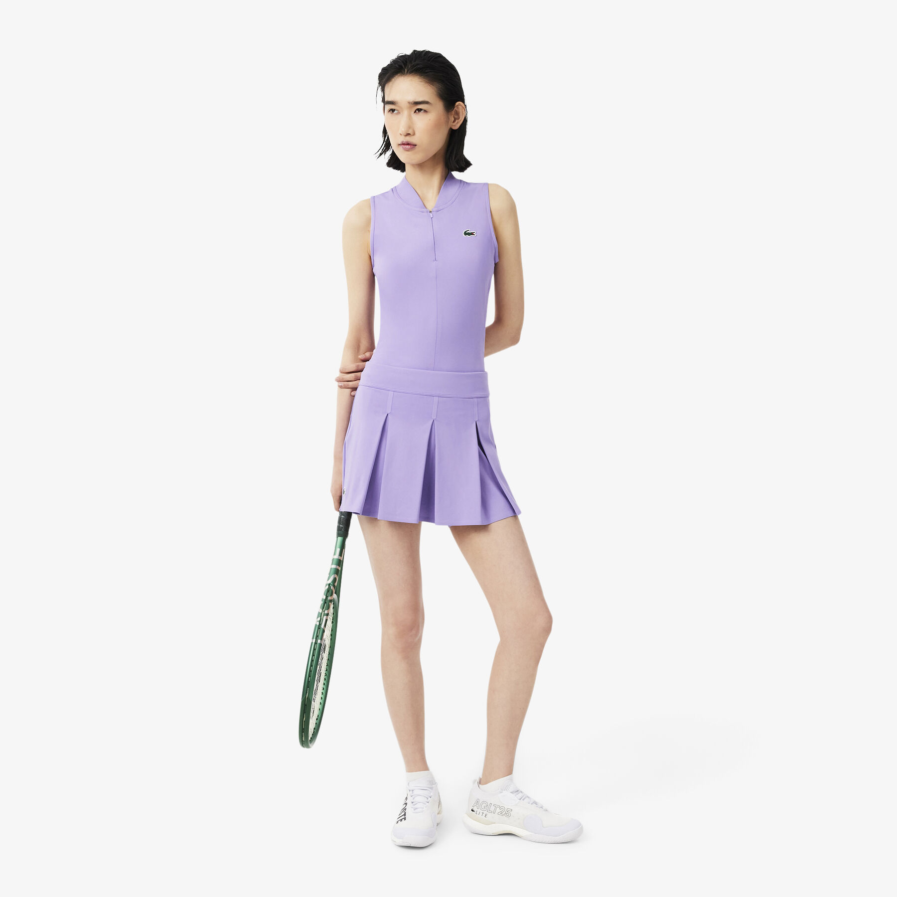 lacoste sleeveless stretch dual fabric tennis polo shirt