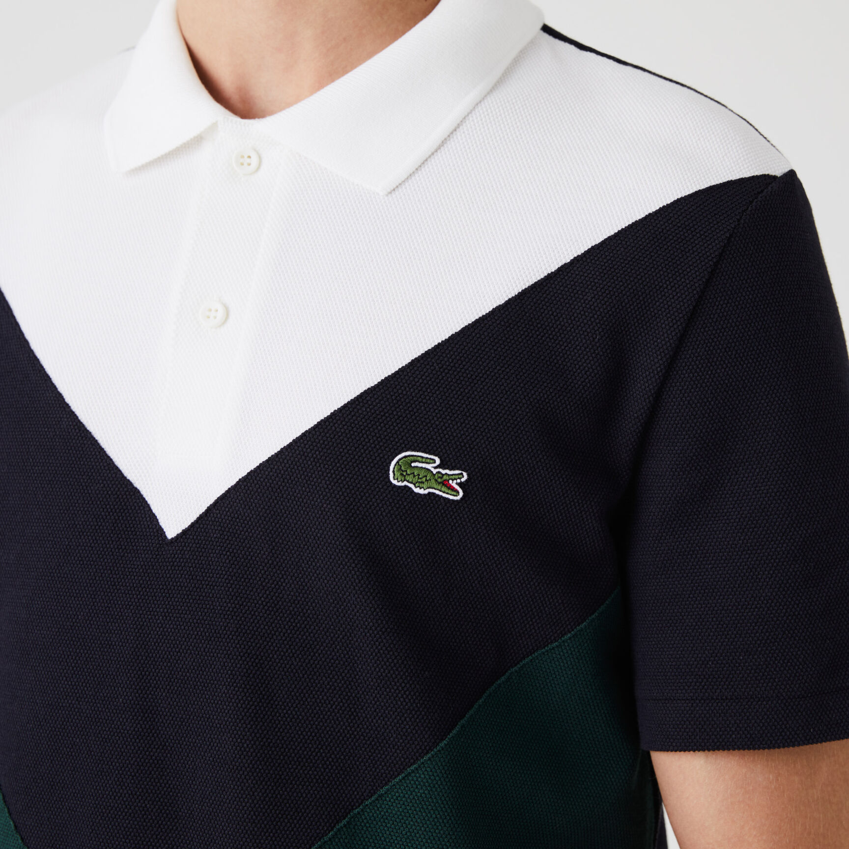 Men's Lacoste Regular Fit Geometric Colourblock Piqu&eacute; Polo Shirt
