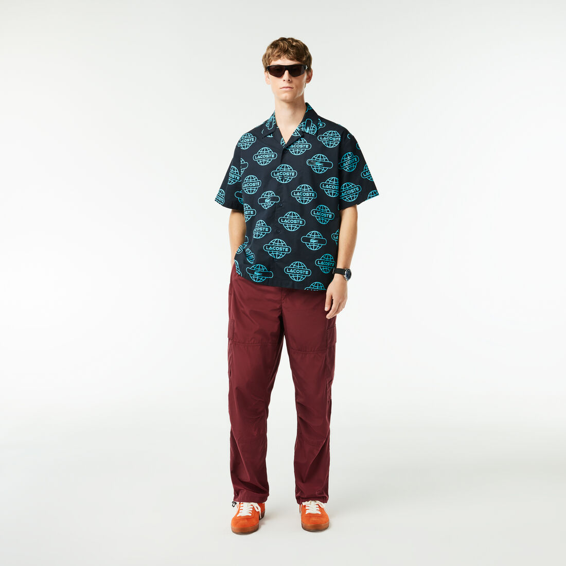 Globe Print Lacoste Cotton Twill Shirt Globe Print Lacoste Cotton Twill Shirt - CH1880-00-QPI