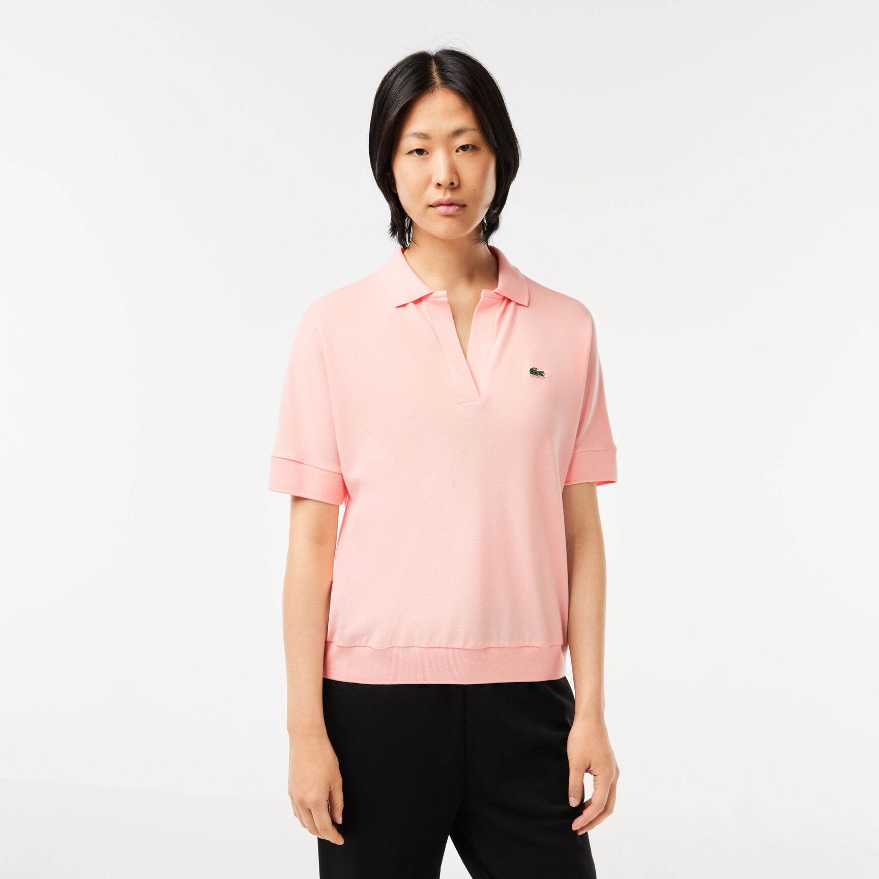 Open Neck Fluid Pique Polo Shirt Women's Lacoste Flowy Pique Polo Shirt - PF0504-00-SFI