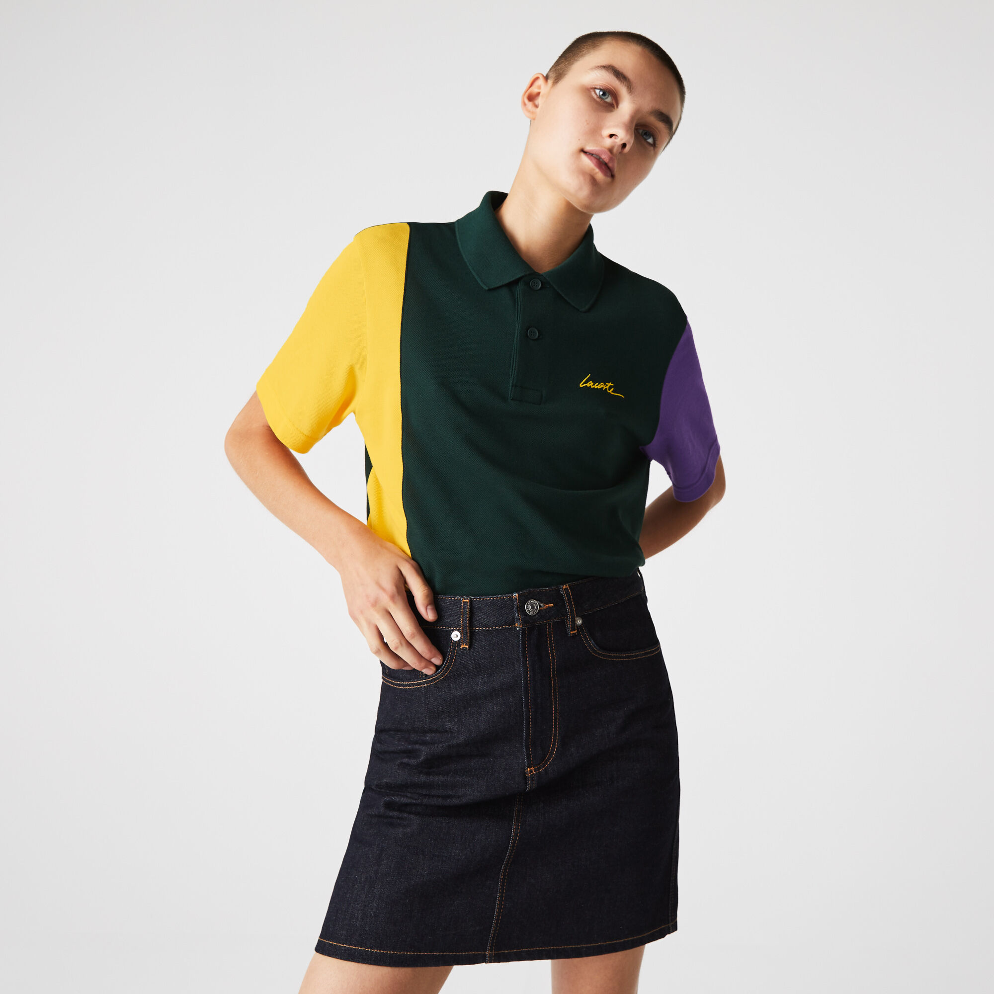 Unisex Lacoste L!VE Loose Fit Colorblock Cotton Piqué Polo Lacoste AE