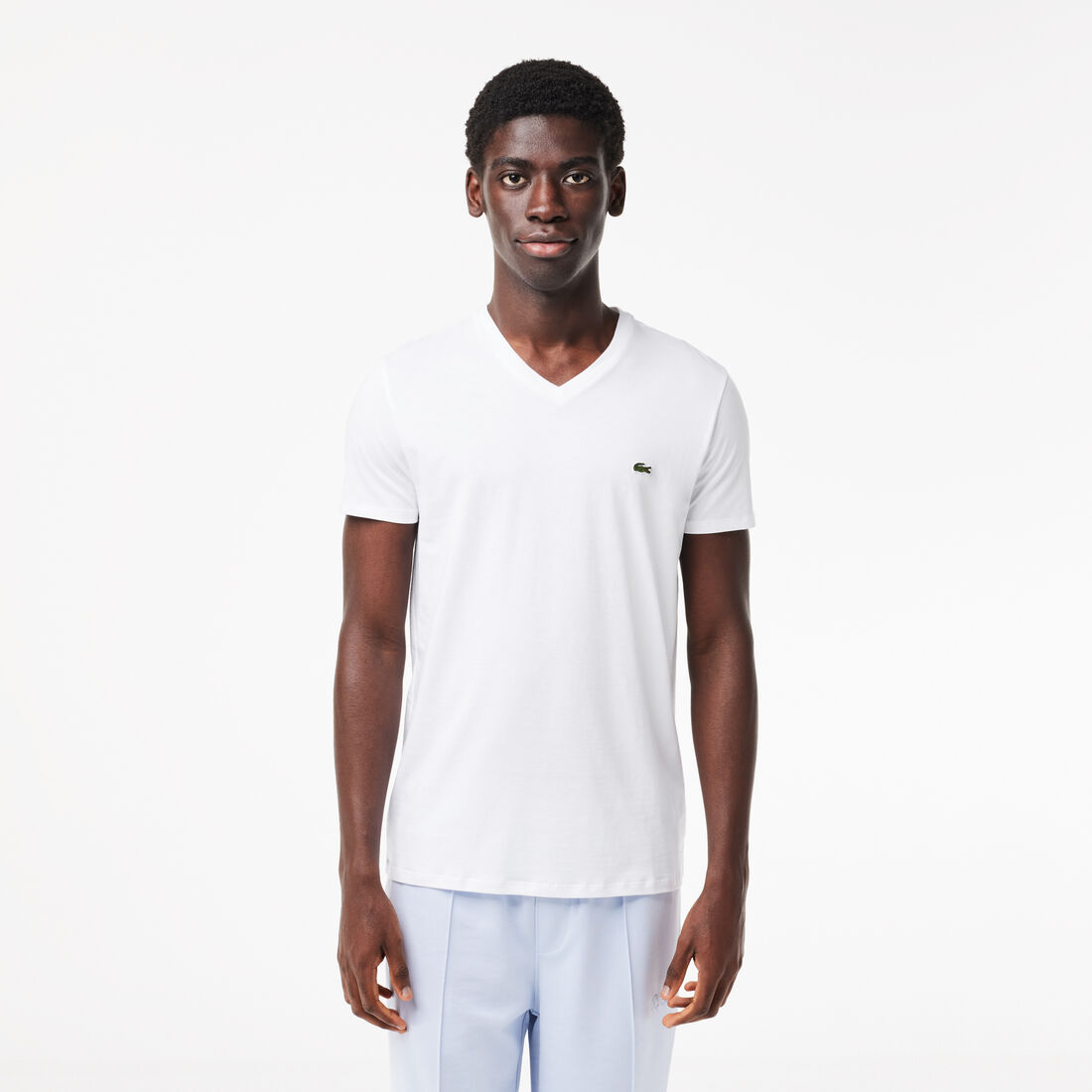 Men's V-neck Pima Cotton Jersey T-shirt - TH6710-00-001