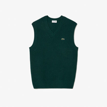 Carded Wool V Neck Sweater Vest