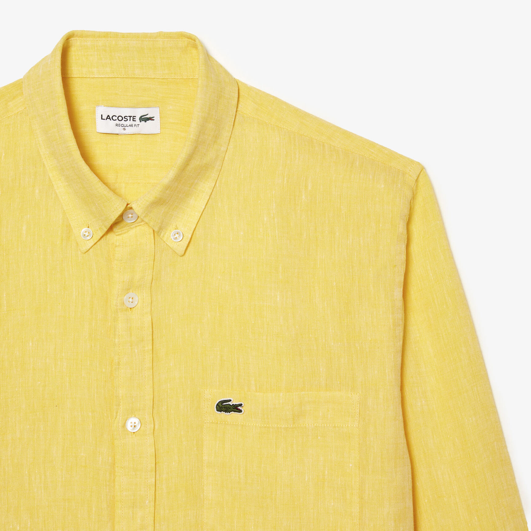 Regular Fit Linen Shirt Yellow LACOSTE UAE Regular Fit Linen Shirt Yellow LACOSTE UAE