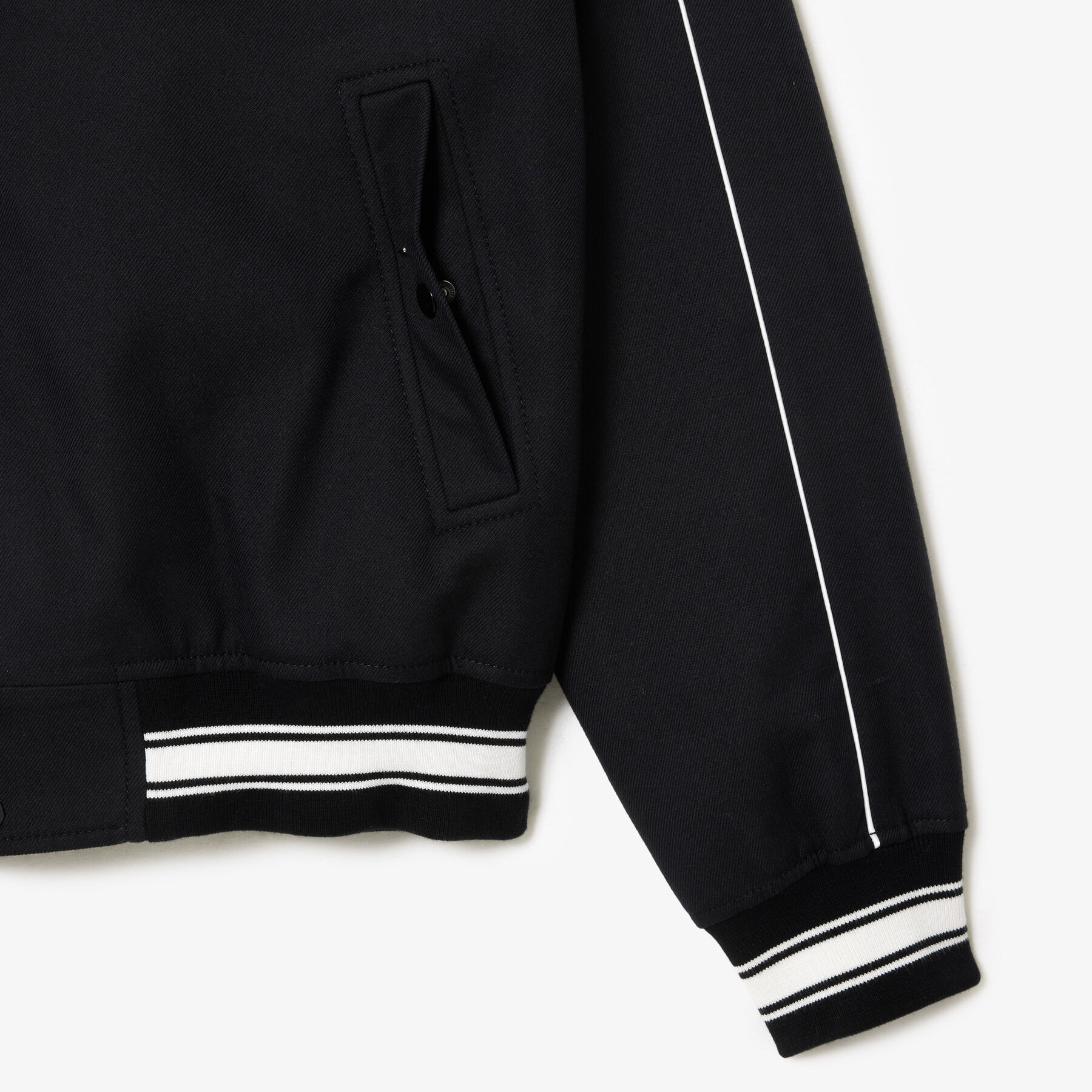 Embroidered Cotton Twill Teddy Jacket لاكوست embroidered cotton twill teddy jacket
