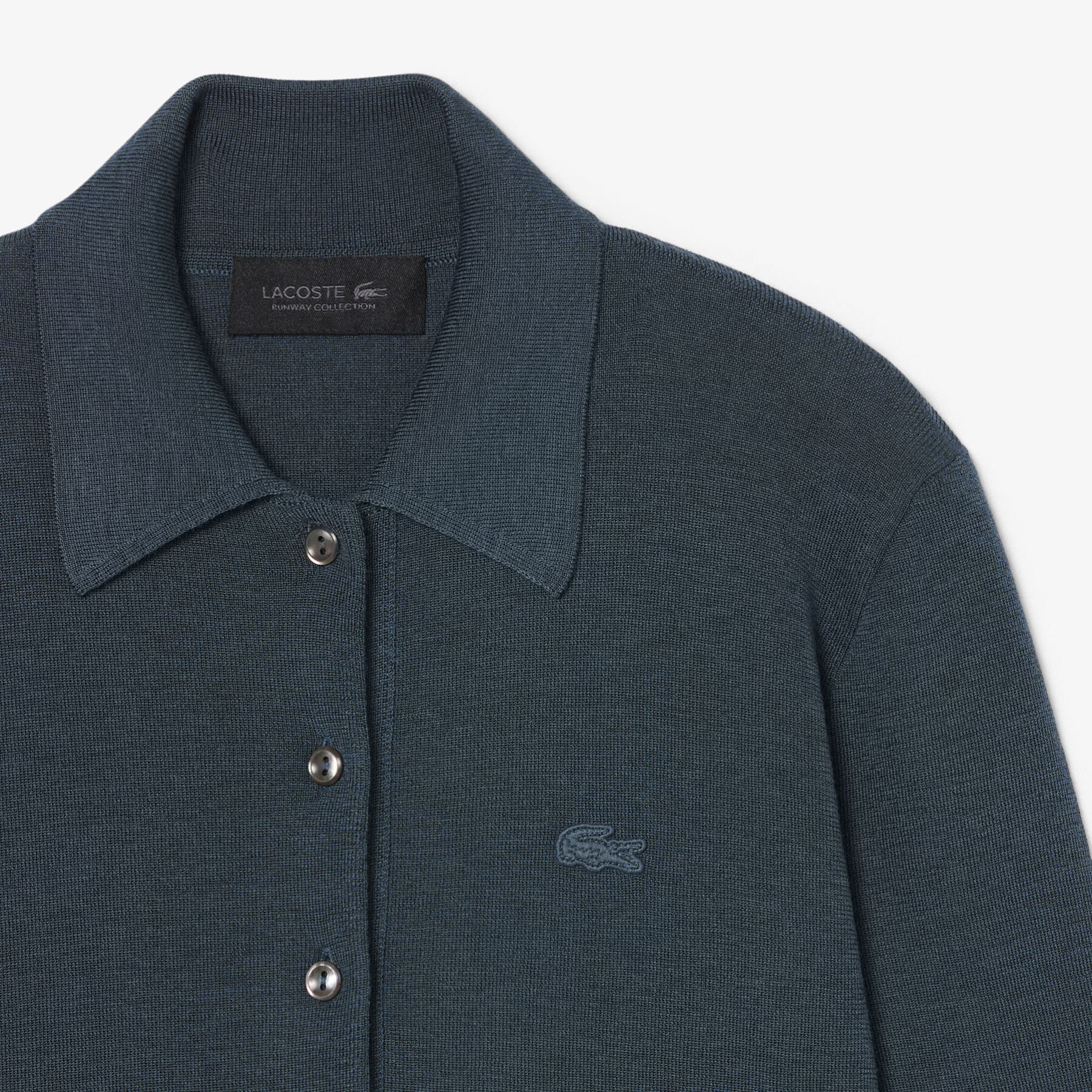 lacoste runway polo collar merino wool blend maxi dress