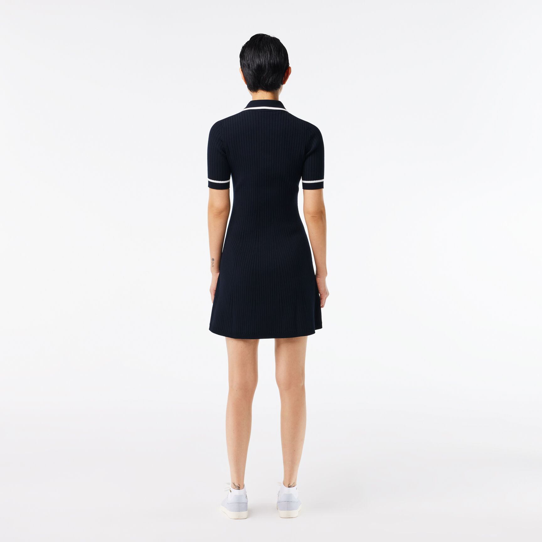 Flared Seamless 3D Flat Ribbed Polo Dress - EF7195-00-HHW