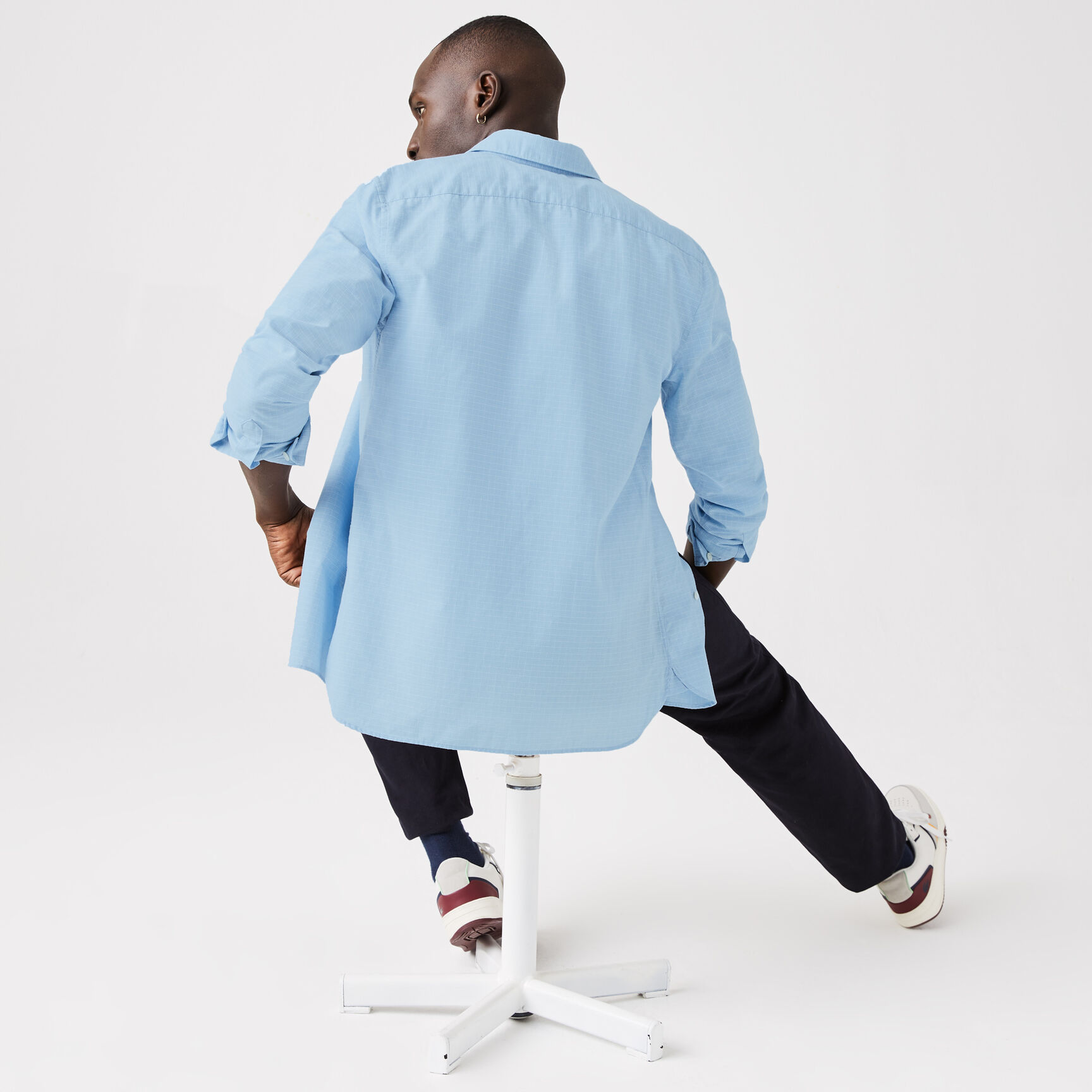 Men's Slim Fit Checkered Cotton And Linen Shirt Men's Slim Fit Checkered Cotton And Linen Shirt