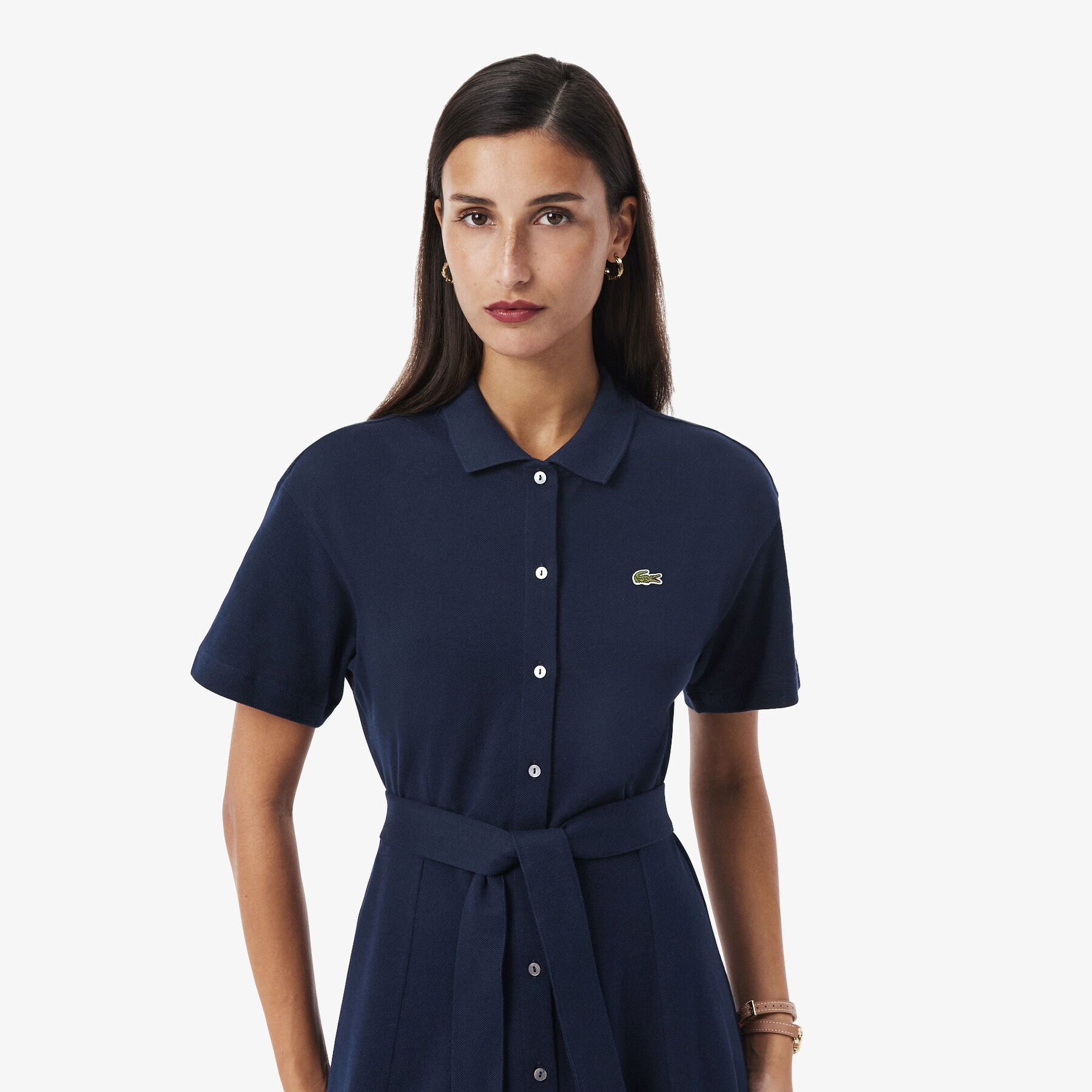 فستان بولو قصير من قماش البيكيه الصغير Flared Petit Pique Polo Dress - EF9621-00-166