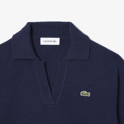 3d Knit Cashmere Polo Collar Sweater