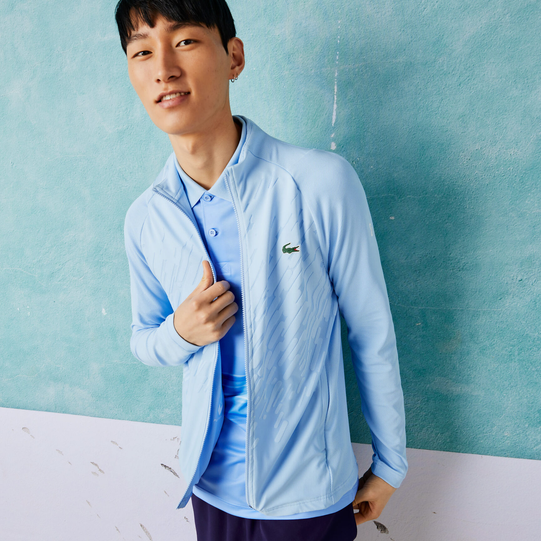 جاكيت معالج بسحّاب للرجال مجموعة Lacoste SPORT x Novak Djokovic