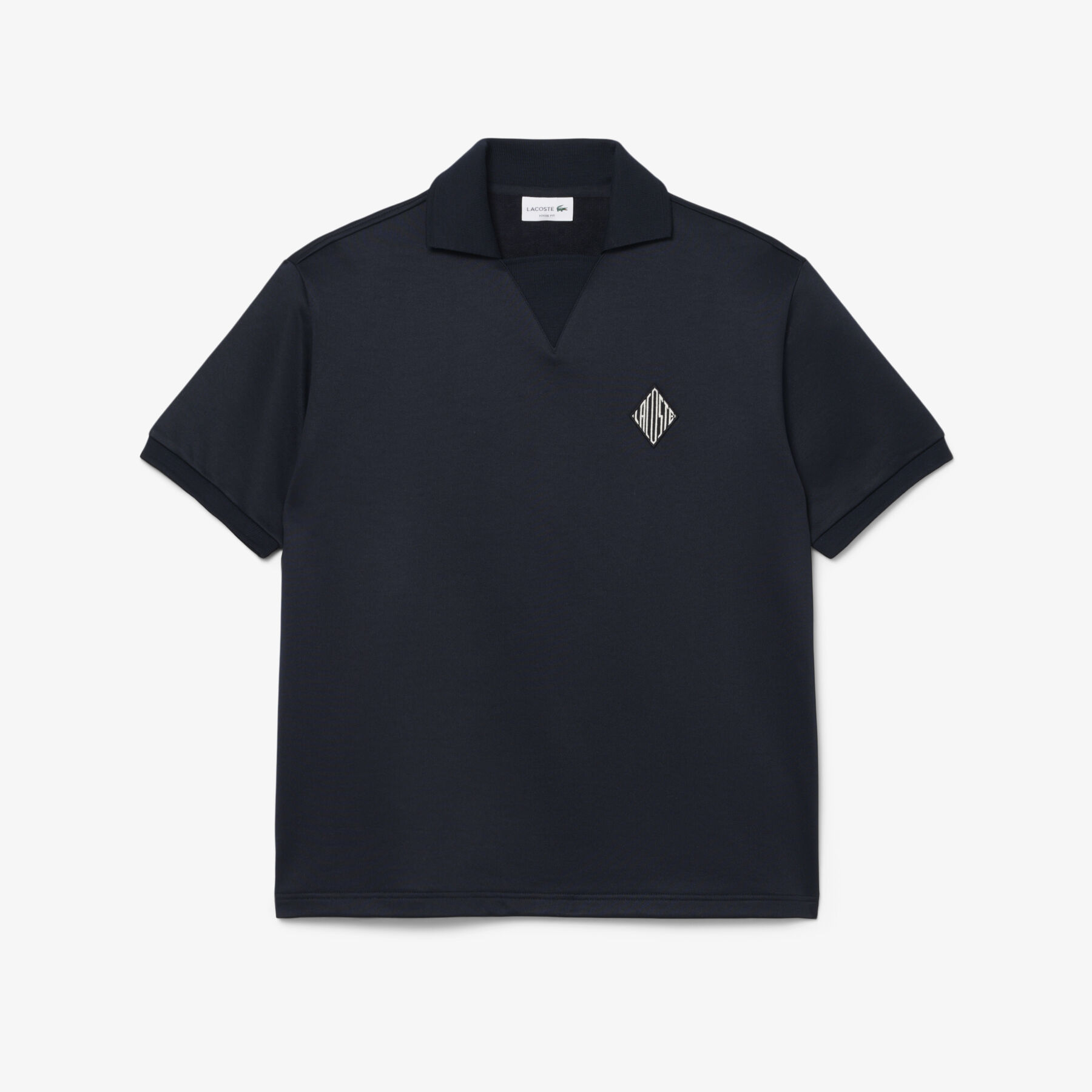 Loose Fit Badge Accent Fleece Polo Shirt - DH1208-00-350