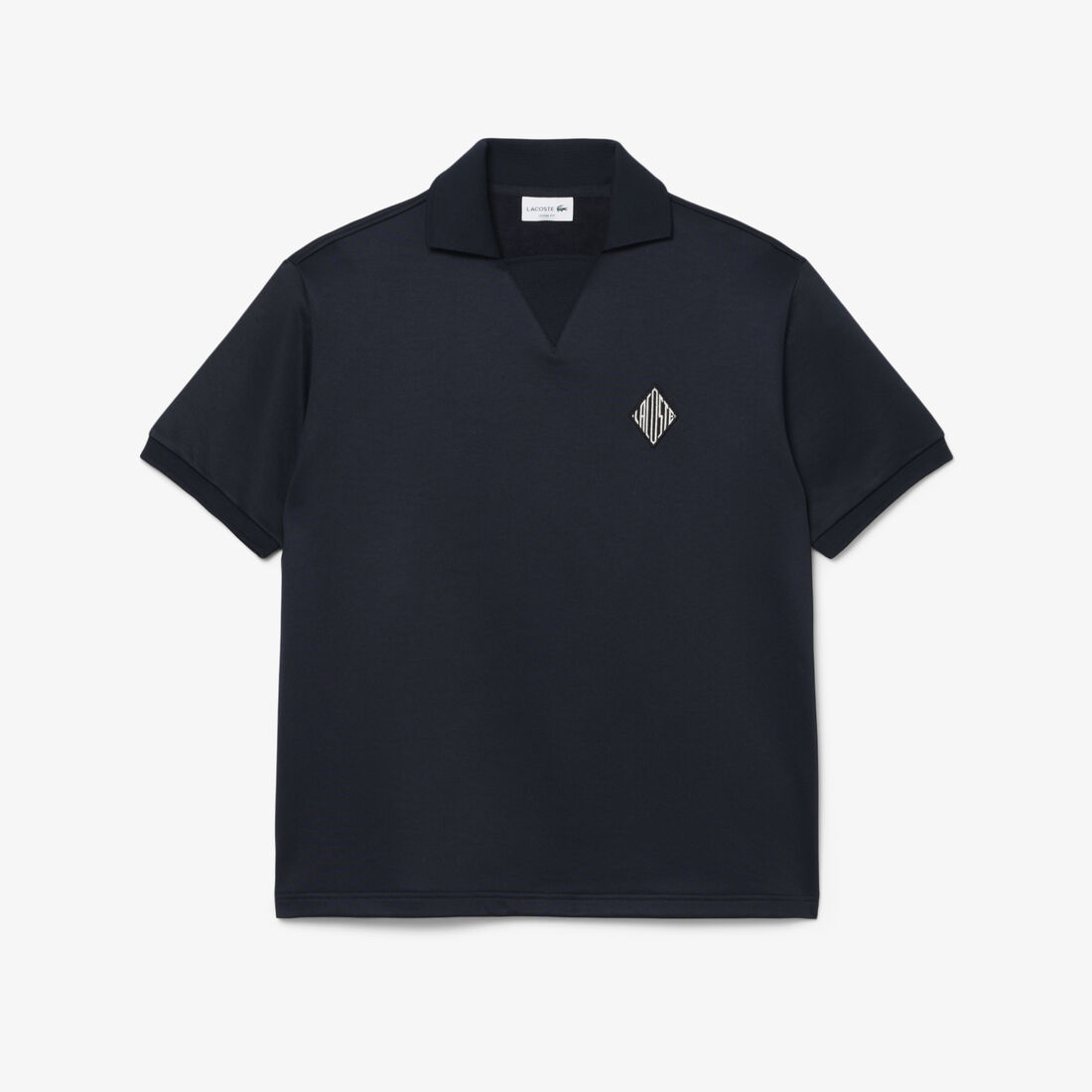 قميص بولو من الصوف بقصة فضفاضة مزين بشعار مميز Loose Fit Badge Accent Fleece Polo Shirt - DH1208-00-350