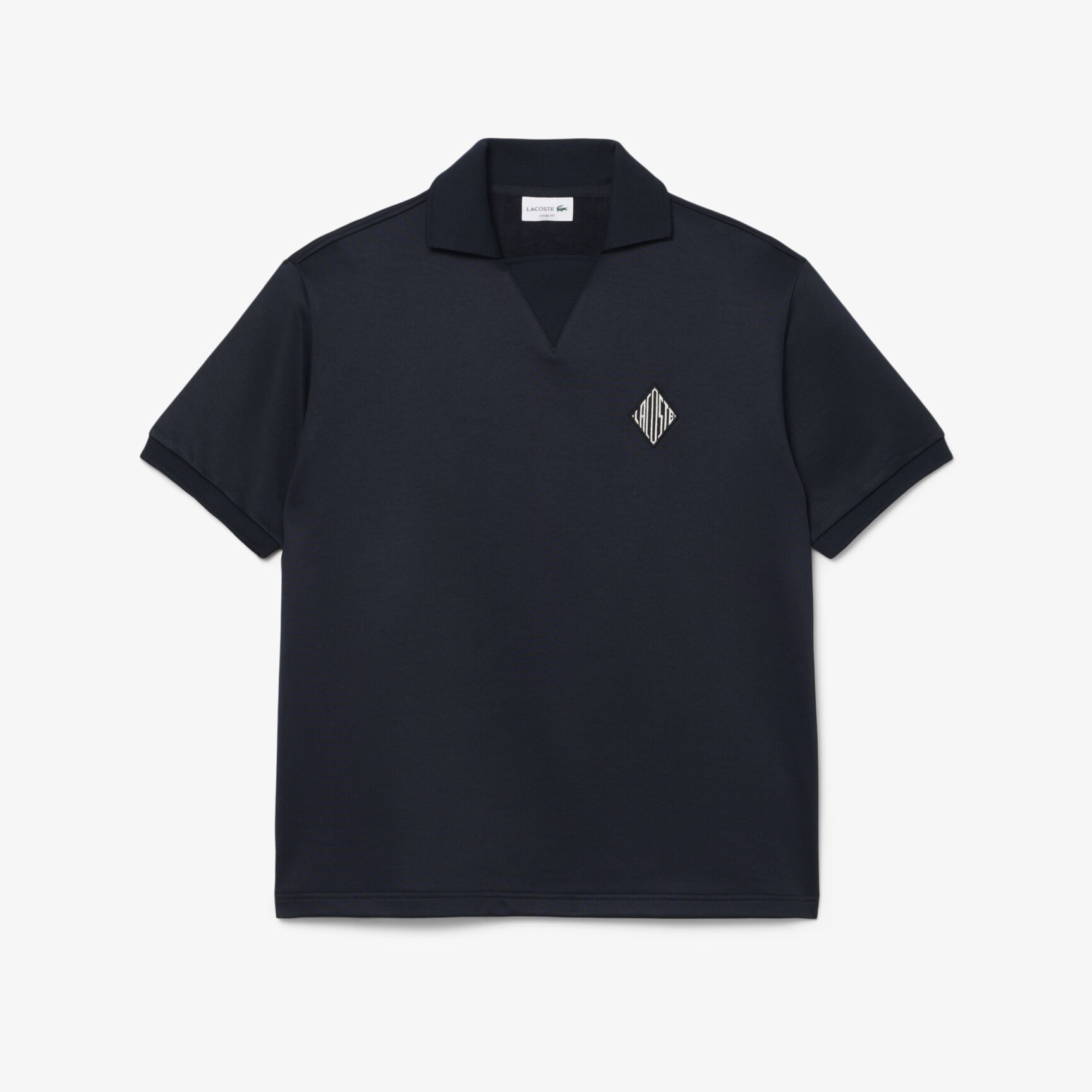 قميص بولو من الصوف بقصة فضفاضة مزين بشعار مميز Loose Fit Badge Accent Fleece Polo Shirt - DH1208-00-350