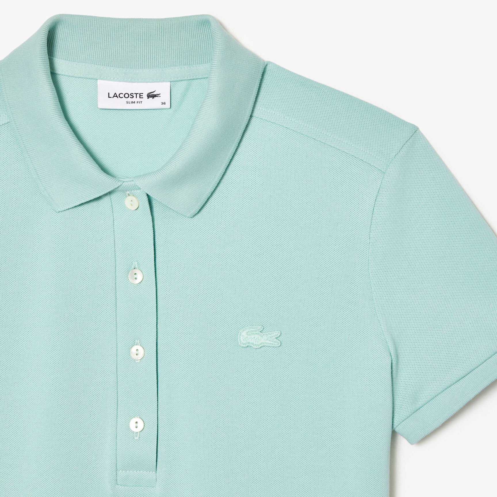 تيشيرت بولو L.12.D بقصة ضيقة من قماش بيتي بيكيه المطاطي Women's Lacoste Slim fit Stretch Cotton Pique Polo Shirt - PF5462-00-LGF