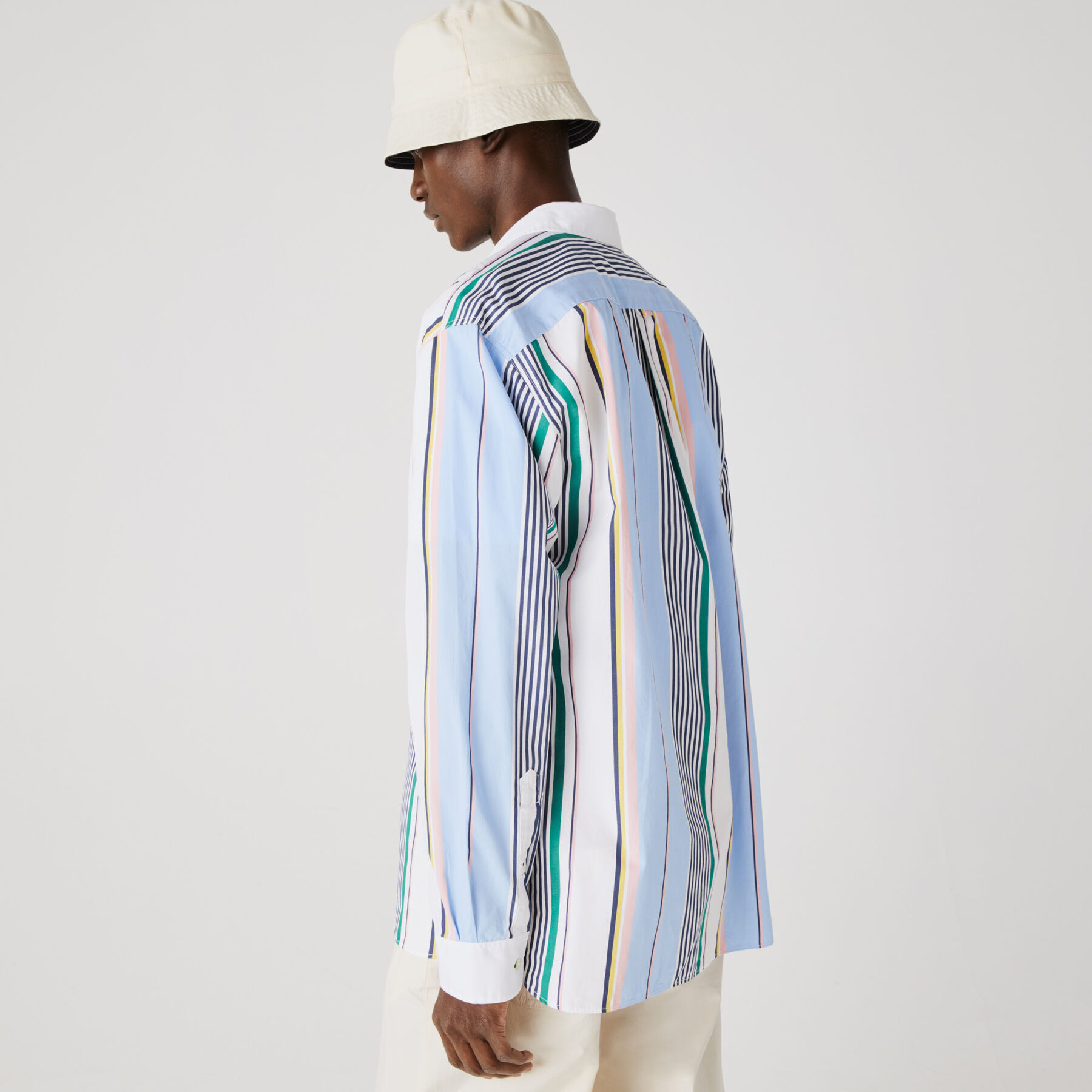 Men’s Lacoste LIVE Relaxed Fit Mismatched Stripes Cotton Shirt men s lacoste live relaxed fit mismatched stripes cotton shirt