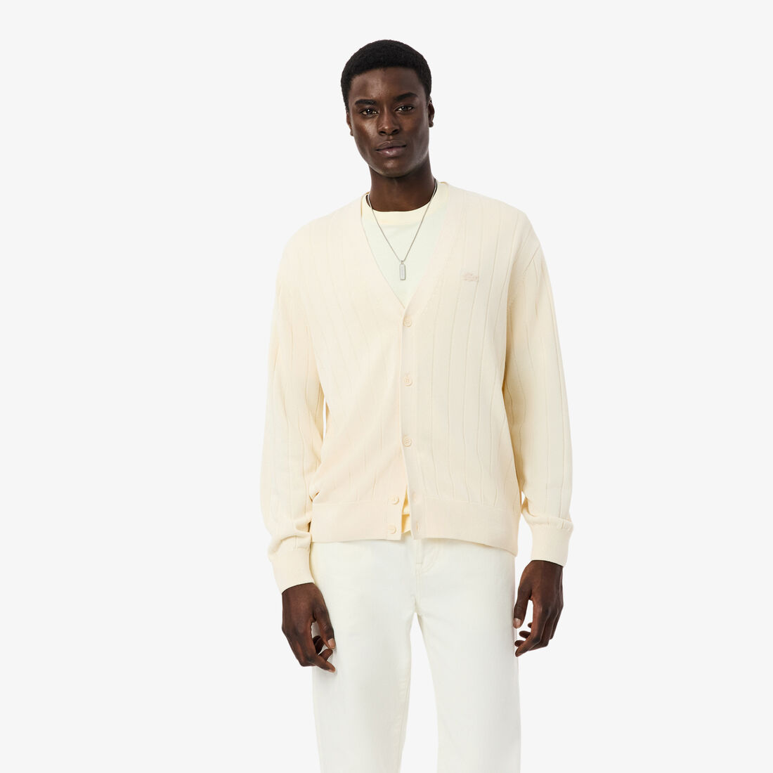 Rib Knit Cotton Blend Cardigan - AH1039-00-056