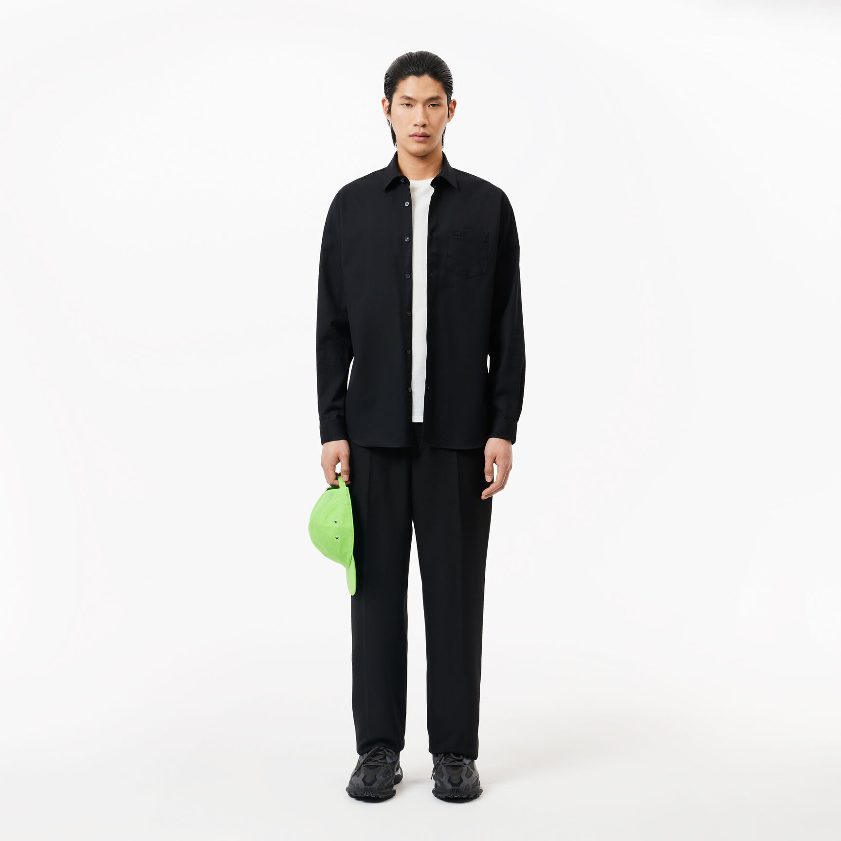 قميص بوبلين قطني بقصّة عادية Men's Regular Fit Solid Cotton Shirt - CH8522-00-031