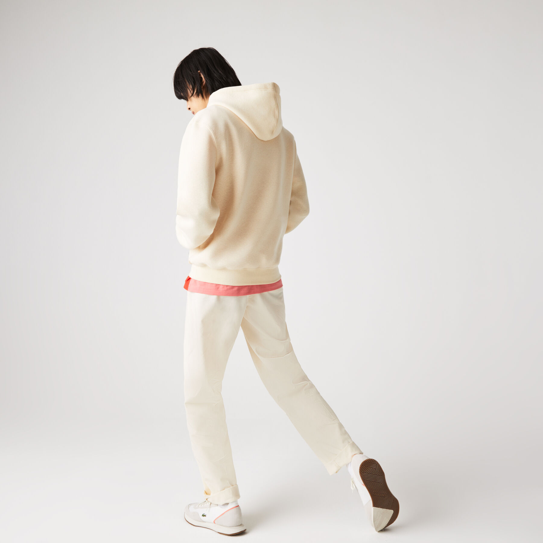 lacoste men s hooded contrast pocket cotton blend sweatshirt