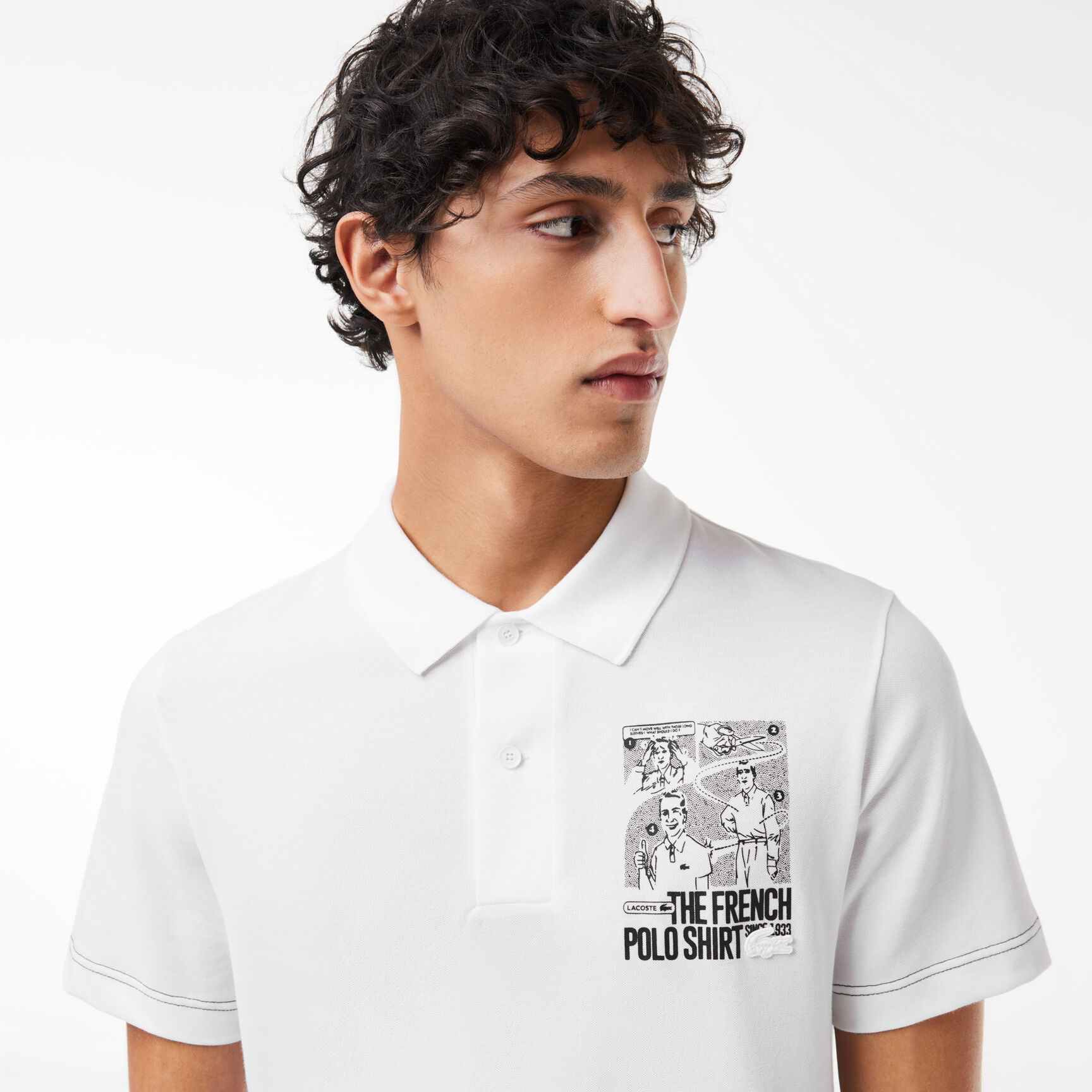 قميص بولو بطباعة أمامية وخلفية بحركة لاكوست Back and Front Print Lacoste Movement Polo Shirt - PH7416-00-001