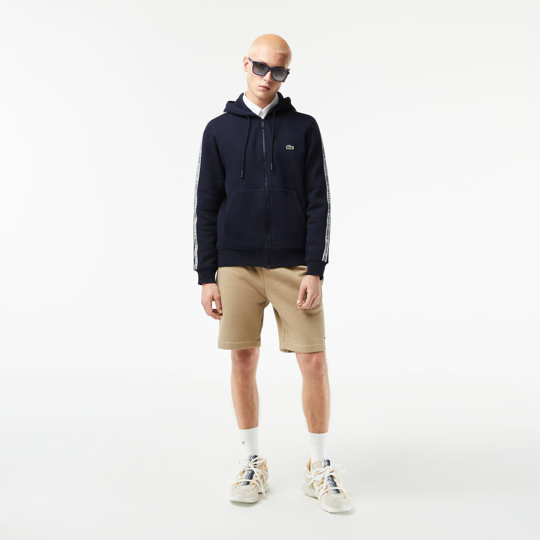 هودي بقصة كلاسيكية بسحّاب وأشرطة شعار الماركة للرجال هودي بقصة كلاسيكية بسحّاب وأشرطة شعار الماركة للرجال