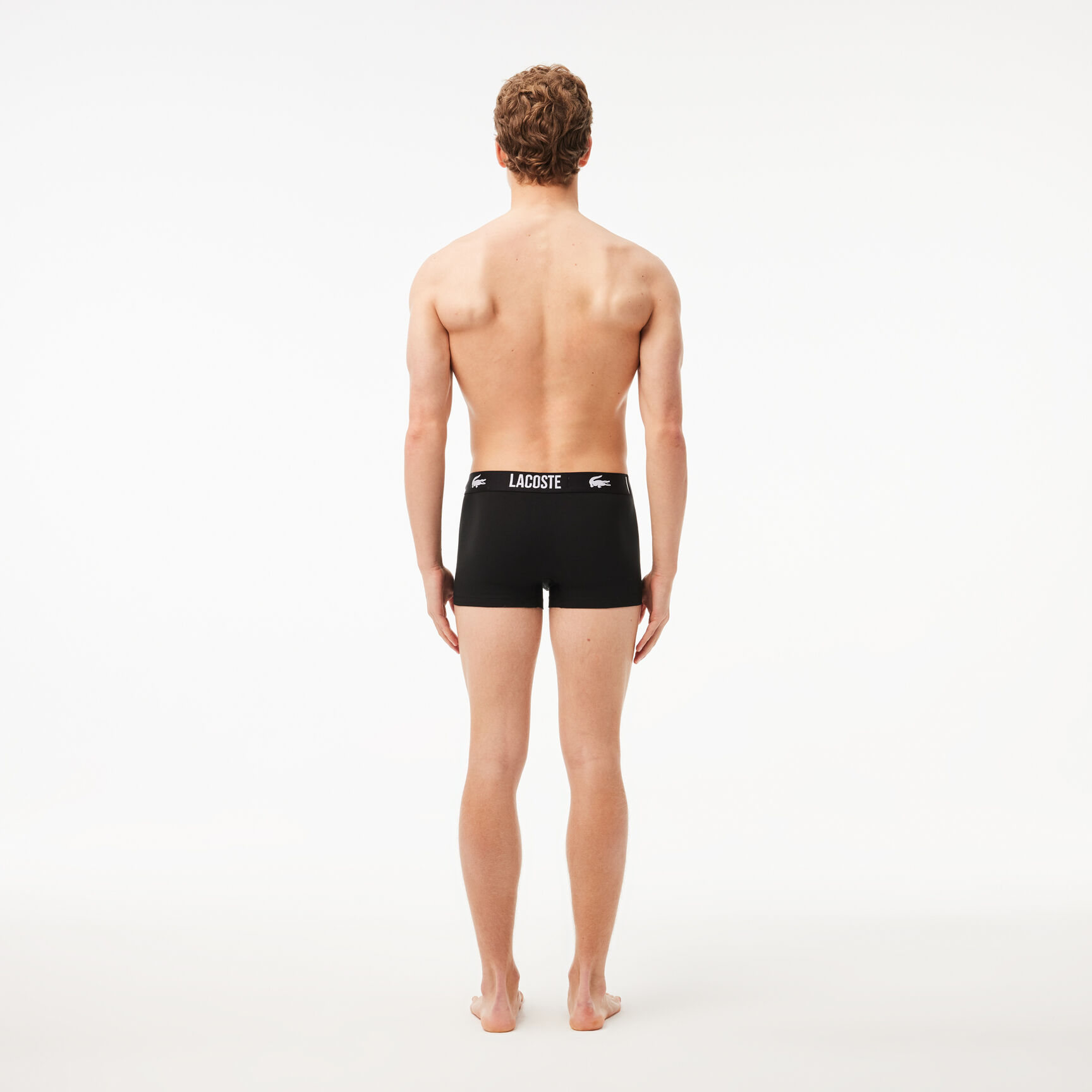 طقم بوكسر لاكوست جيرسيه بشعار الماركة للرجال، 3 قطع Men's Lacoste Branded Jersey Trunk Three-Pack - 5H3321-00-TR2