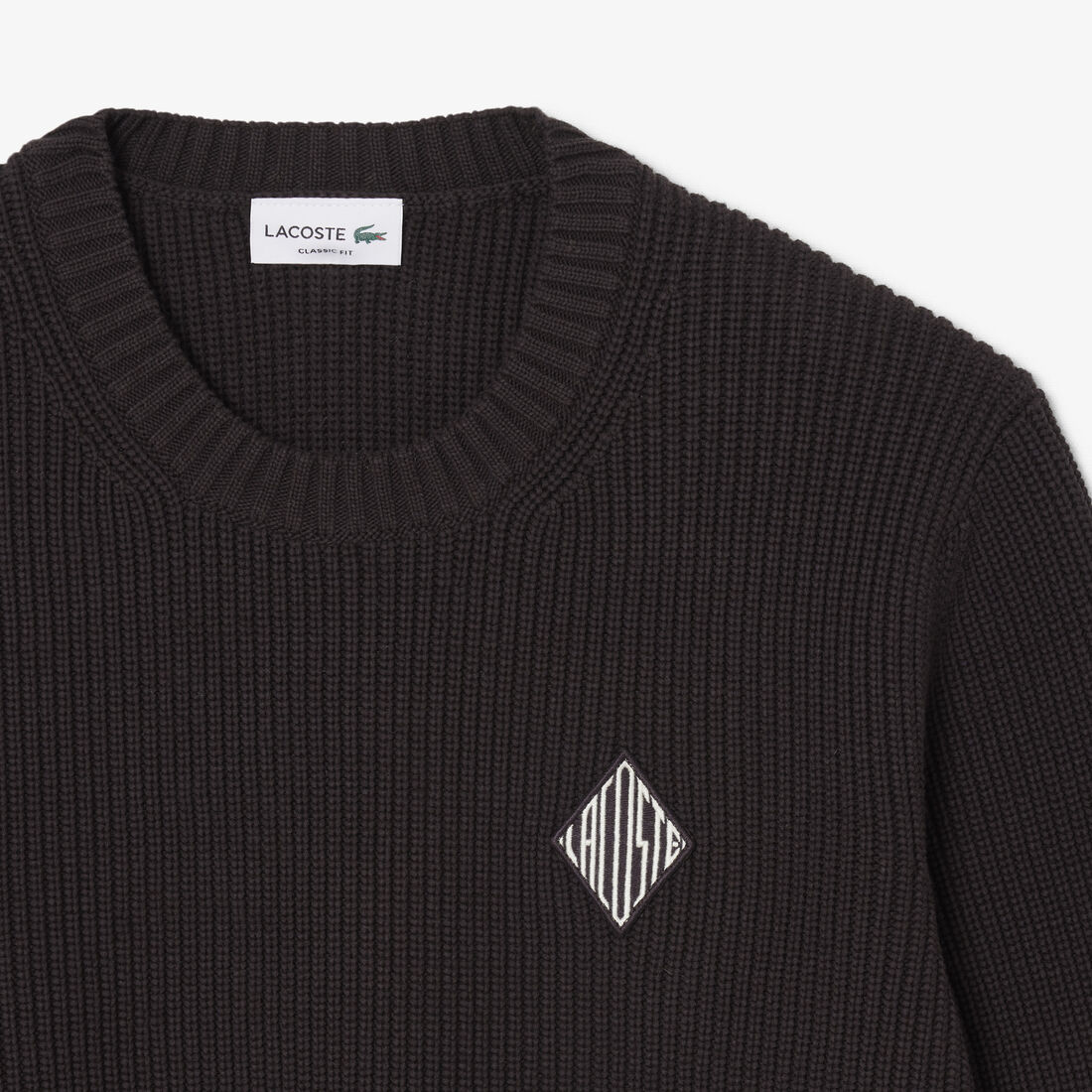 Pearl Rib Knit Badge Accent Sweater Pearl Rib Knit Badge Accent Sweater - AH0616-00-3LA