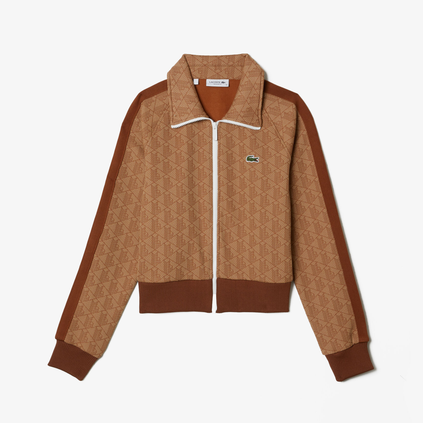 سويت شيرت بسحّاب وطبعة شعار الماركة وقصة عادية للنساء سويت شيرت بسحّاب وطبعة شعار الماركة وقصة عادية للنساء