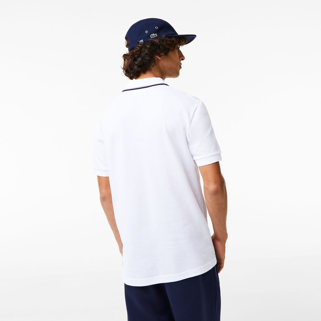 تيشيرت بولو لاكوست قطن بيكيه بيتي بياقة مخططة وقصة عادية للرجال Men's Lacoste Regular Fit Striped Collar Cotton Petit Piqué Polo Shirt - PH9531-00-001