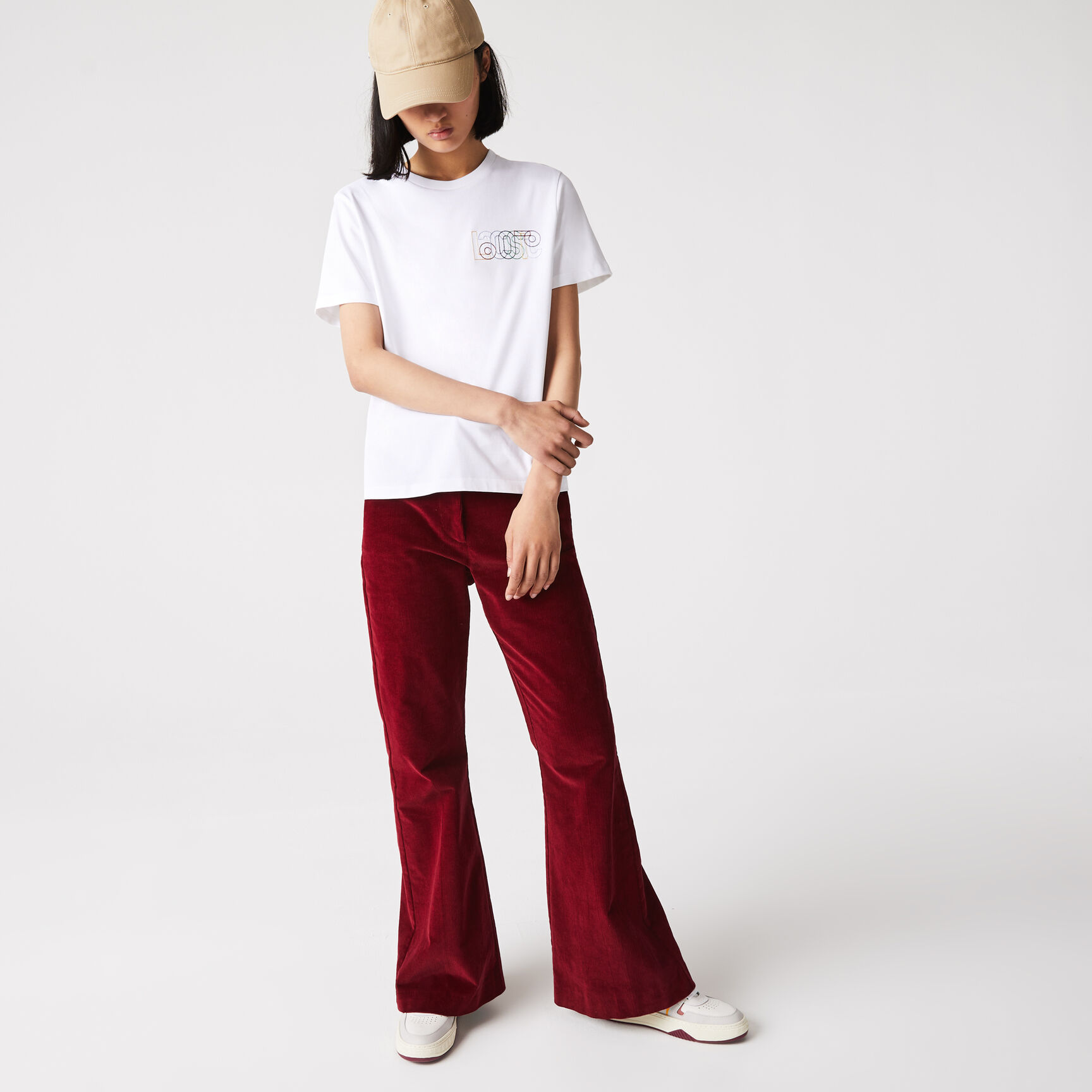 تيشيرت نسائي قطني متعدد الألوان مطرز برقبة دائرية تيشيرت نسائي قطني متعدد الألوان مطرز برقبة دائرية