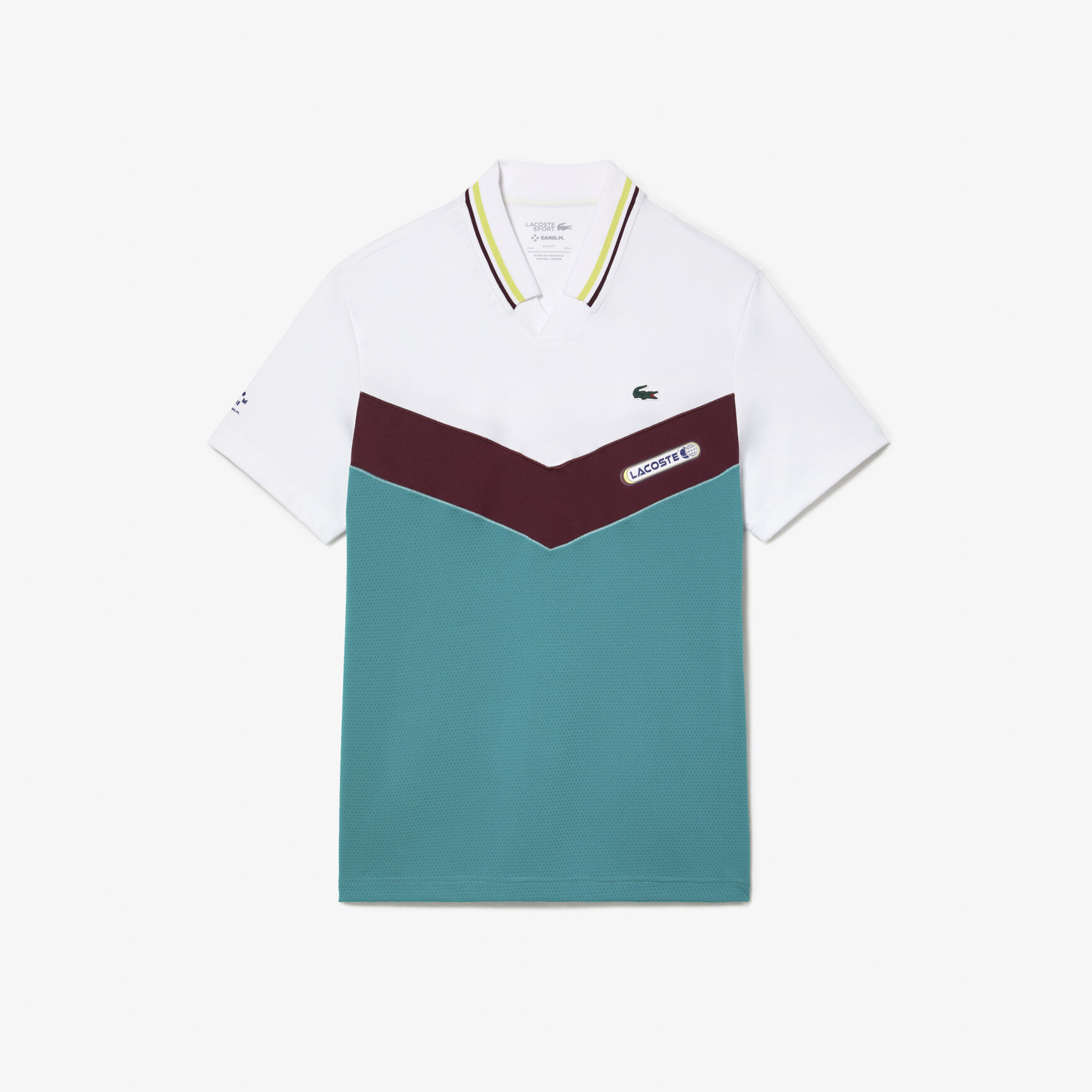 تي شيرت بولو بنقشة شعار الماركة وياقة بلون مغاير وقصّة كلاسيكية Slim Fit Lacoste Tennis x Daniil Medvedev Seamless Effect Polo Shirt - DH1099-00-Q7I