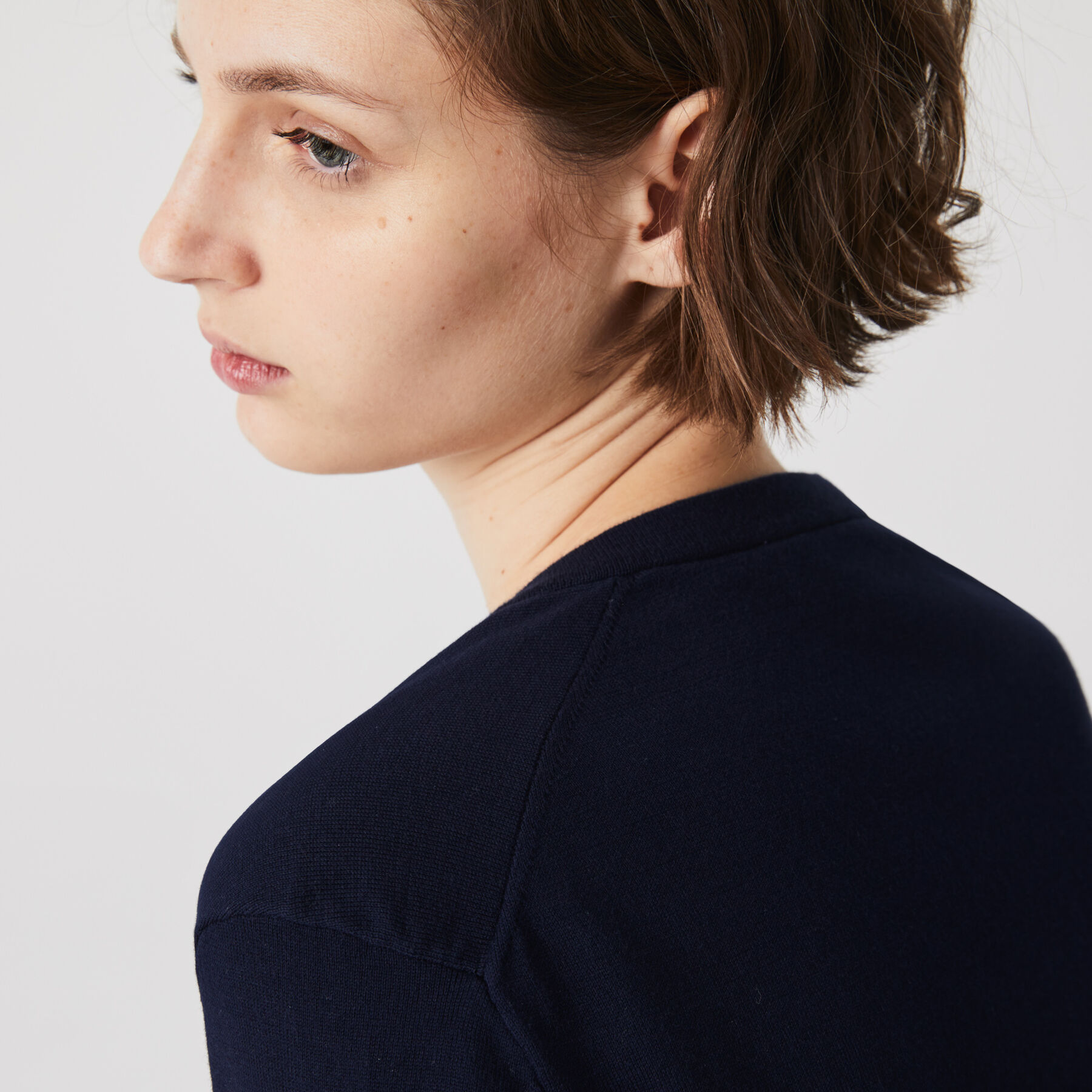 lacoste women s v neck loose organic cotton sweater