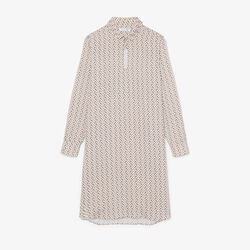 lacoste fluid crepe shirt collar dress
