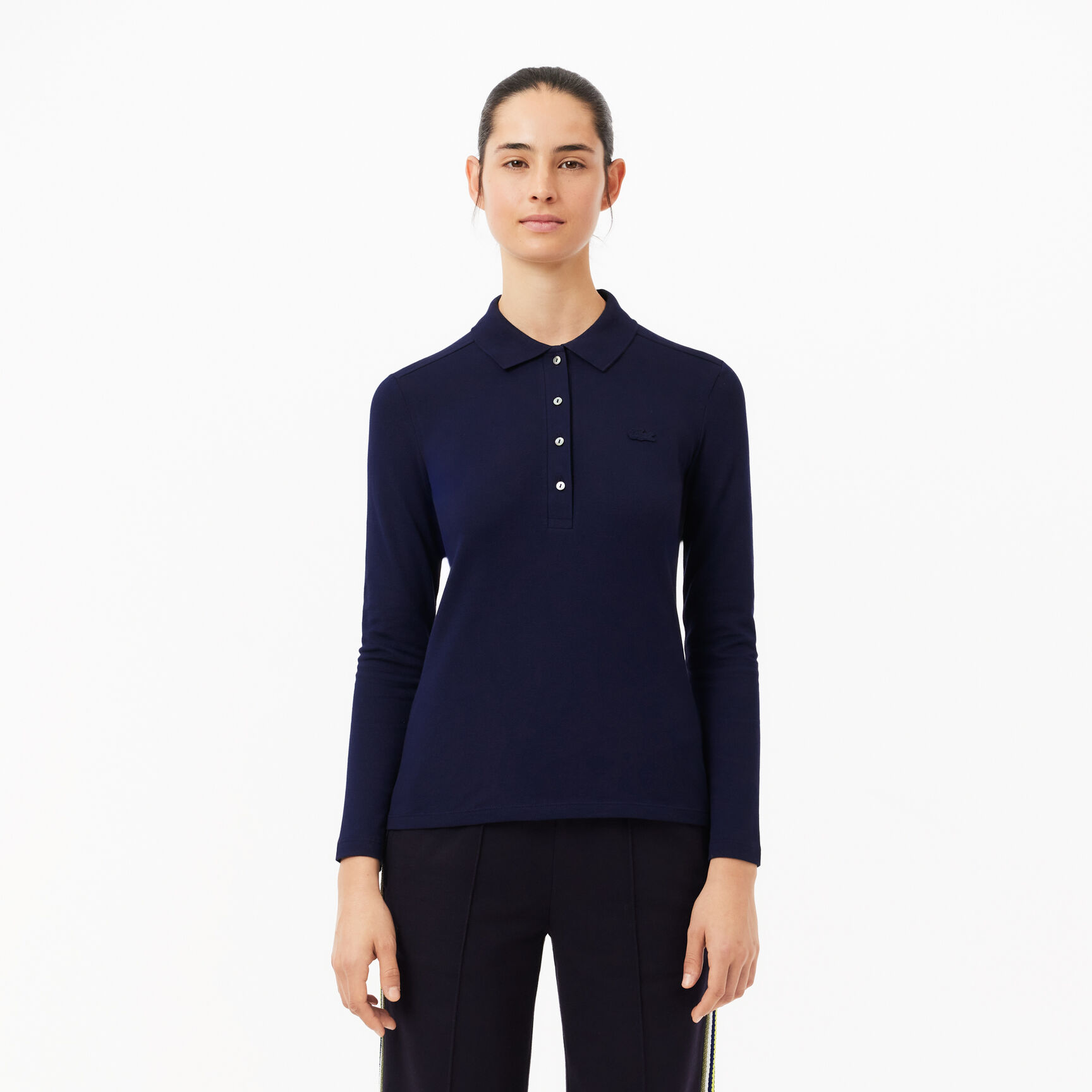 ثوب سباحة لاكوست قطعة واحدة من البولي أميد المعاد تدويره للنساء Women's Slim fit Stretch Pique Lacoste Polo Shirt - PF5464-00-166