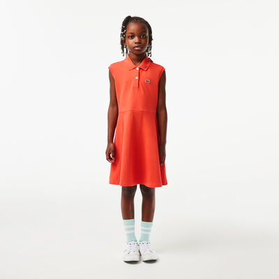 Girls' Lacoste Fit And Flare Stretch Pique Polo Dress
