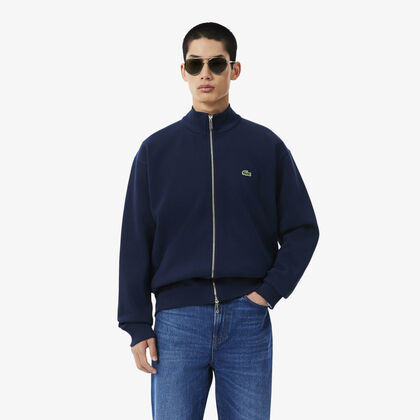 lacoste double face pique zipped sweatshirt